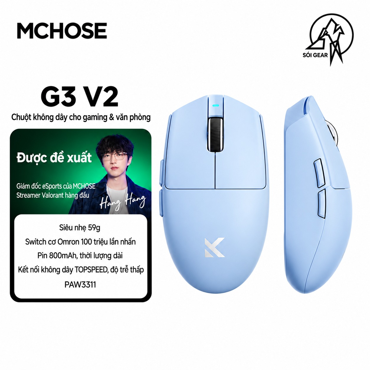 [Instock] Chuột Gaming Không dây Mchose G3 V2