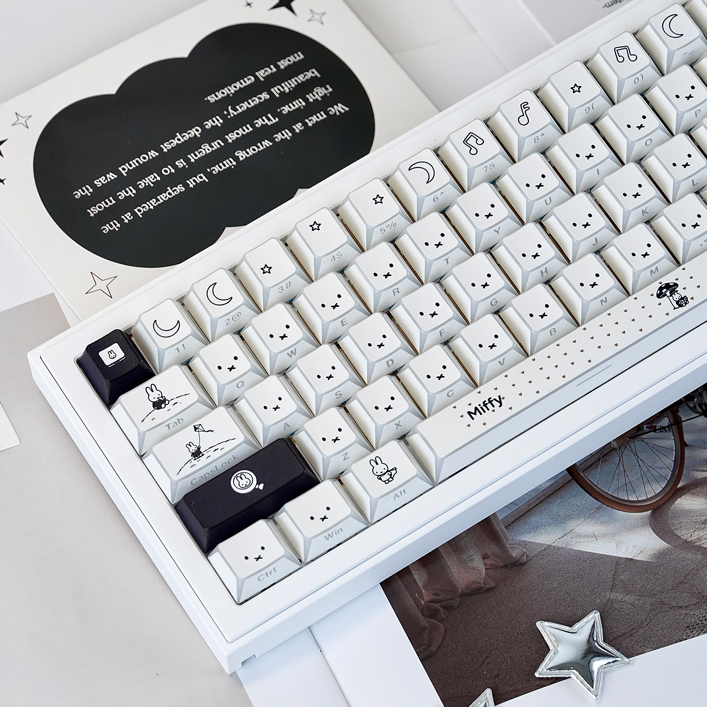 Keycap Mintcap Rabbit Xuyên LED Cạnh Viền Cherry PBT