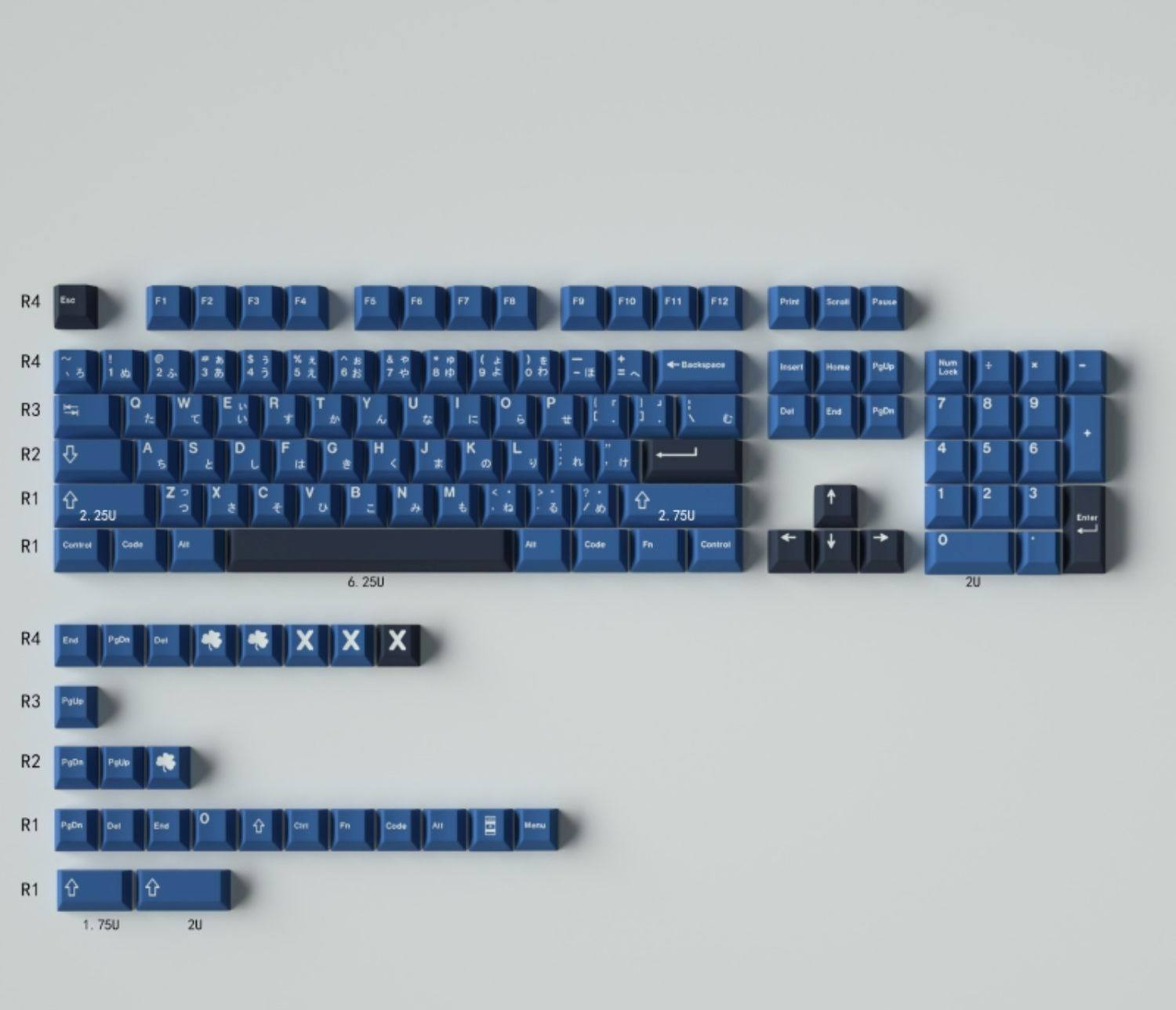 Keycap Mintcaps Cherry Striker - PBT Doubleshot - 129 nút - Song ngữ