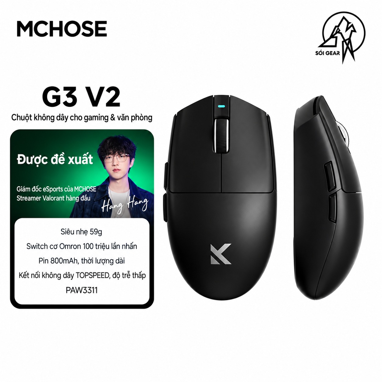 [Instock] Chuột Gaming Không dây Mchose G3 V2