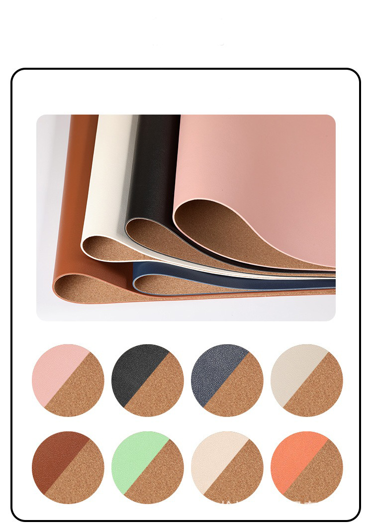 Deskmat hai mặt da PU và gỗ Cork cao cấp