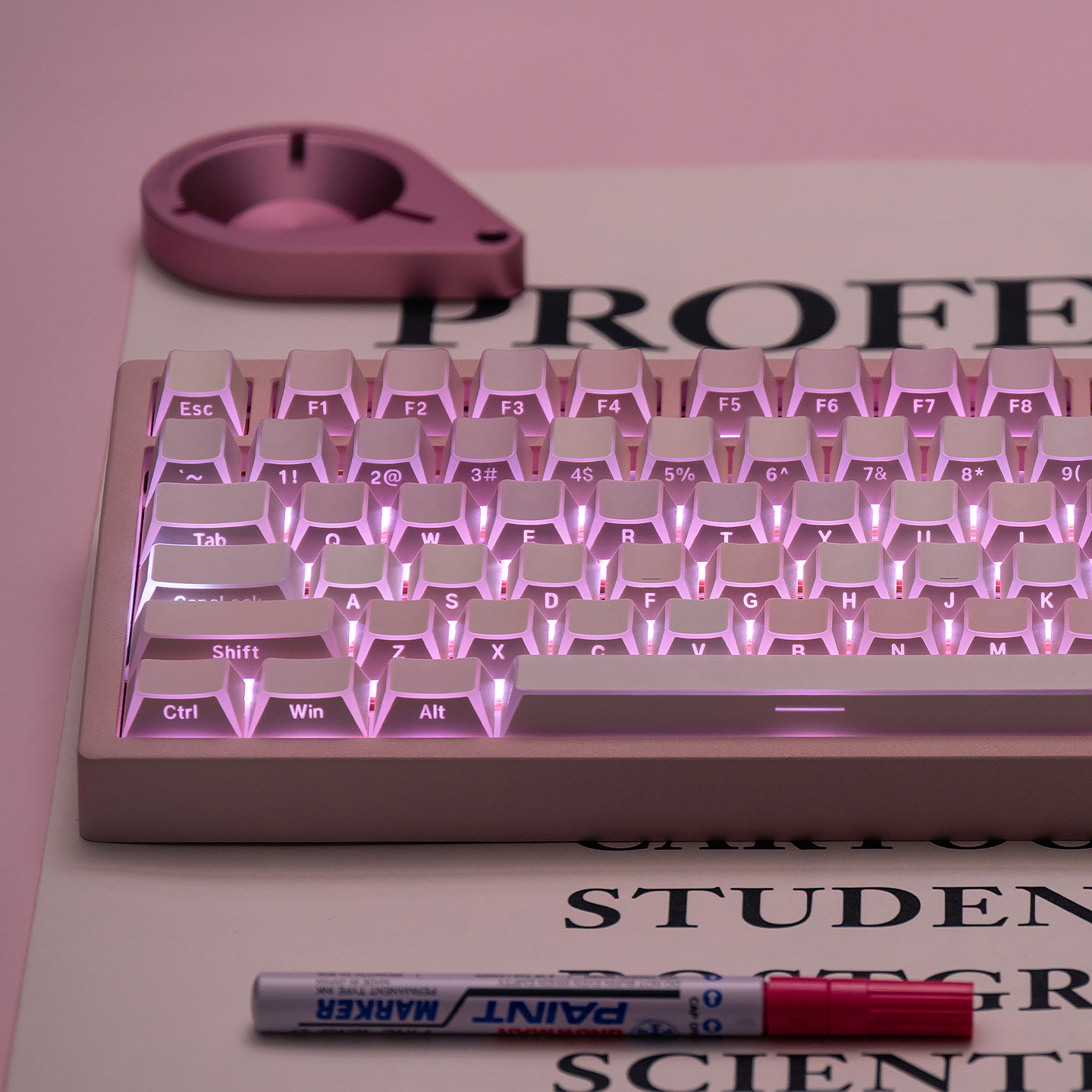 Keycap Mintcap Hồng Xuyên LED Cạnh Viền Cherry PBT