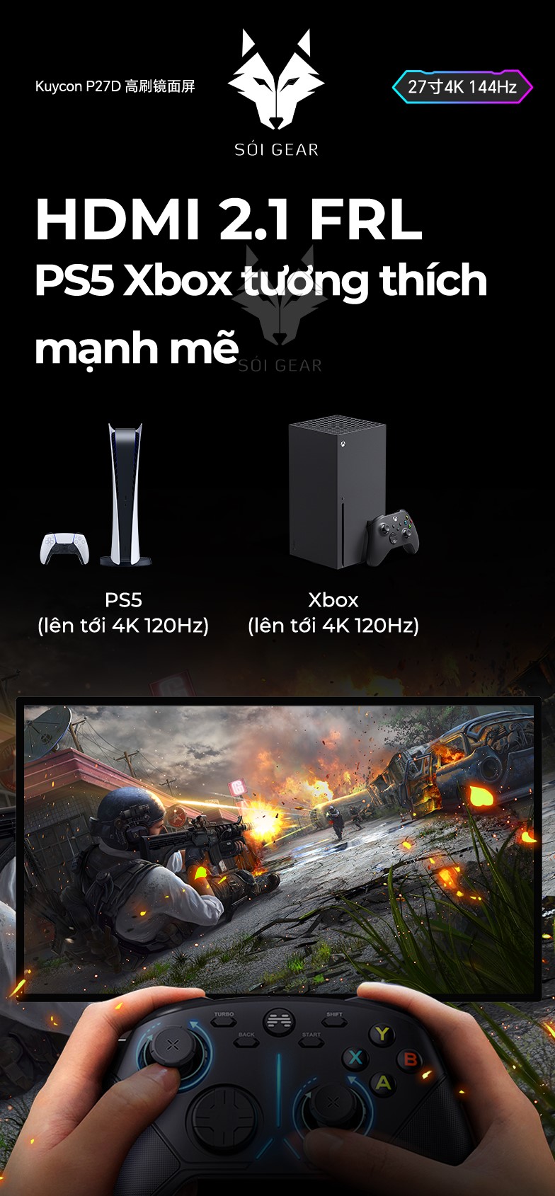 Màn hình Kuycon IPS 4K 144Hz 27 Inch P27D
