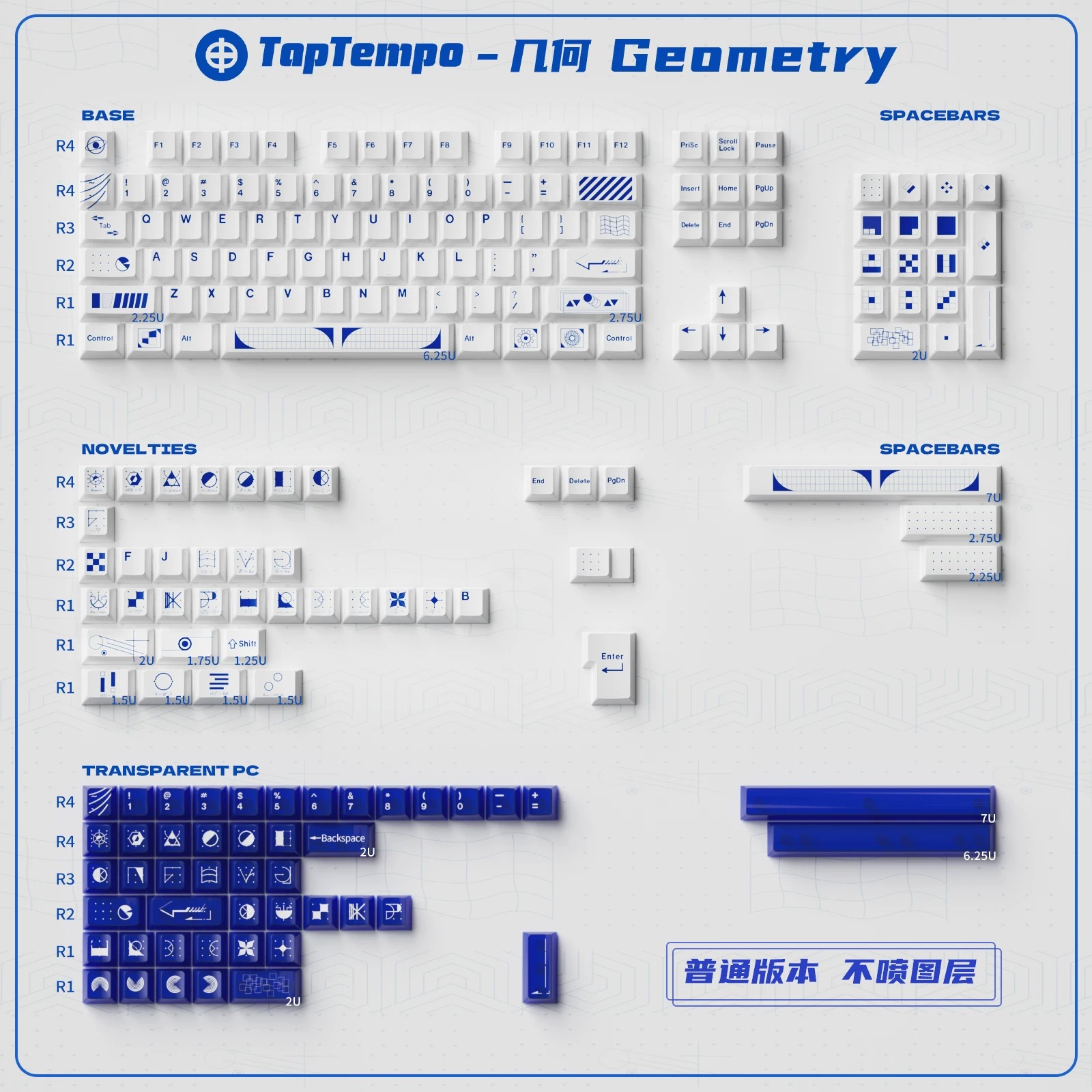 Keycap Cherry TapTempo Geometry PBT Dyesub