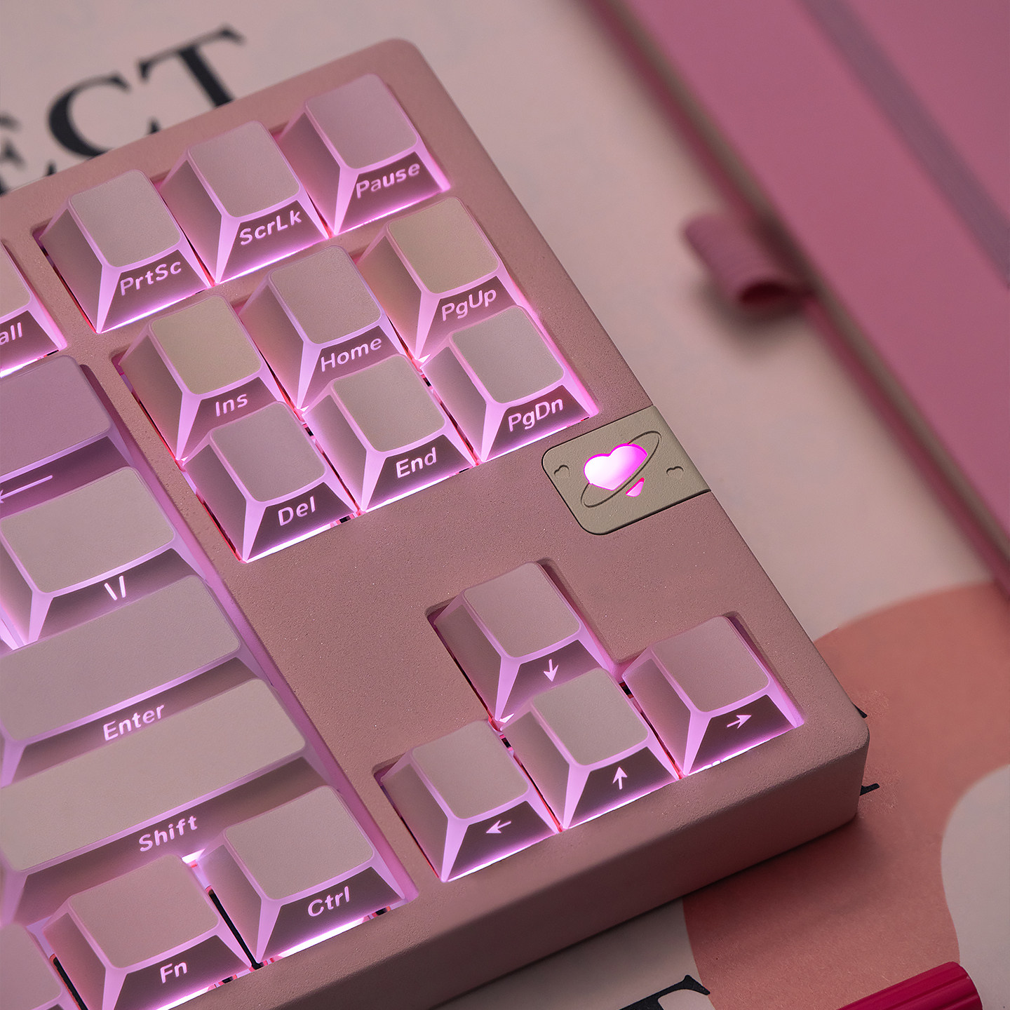 Keycap Mintcap Hồng Xuyên LED Cạnh Viền Cherry PBT