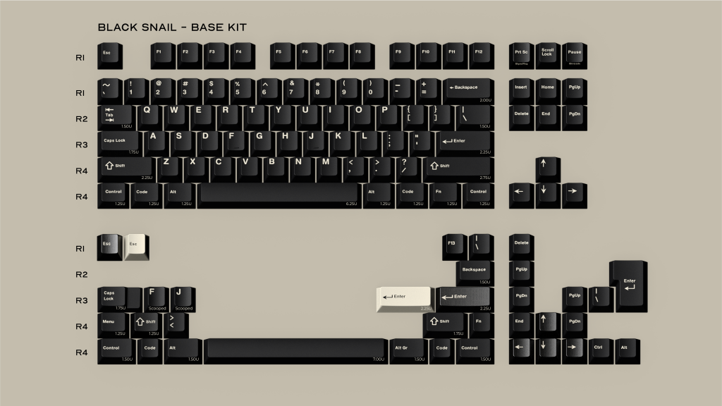 Keycap Cherry GMK Black Snail Base + Alpha