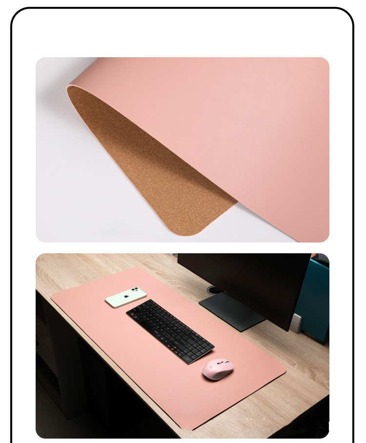 Deskmat hai mặt da PU và gỗ Cork cao cấp