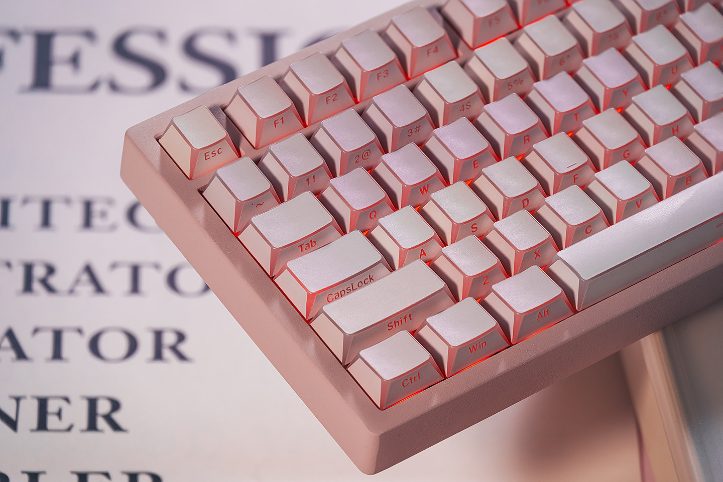 Keycap Mintcap Hồng Xuyên LED Cạnh Viền Cherry PBT