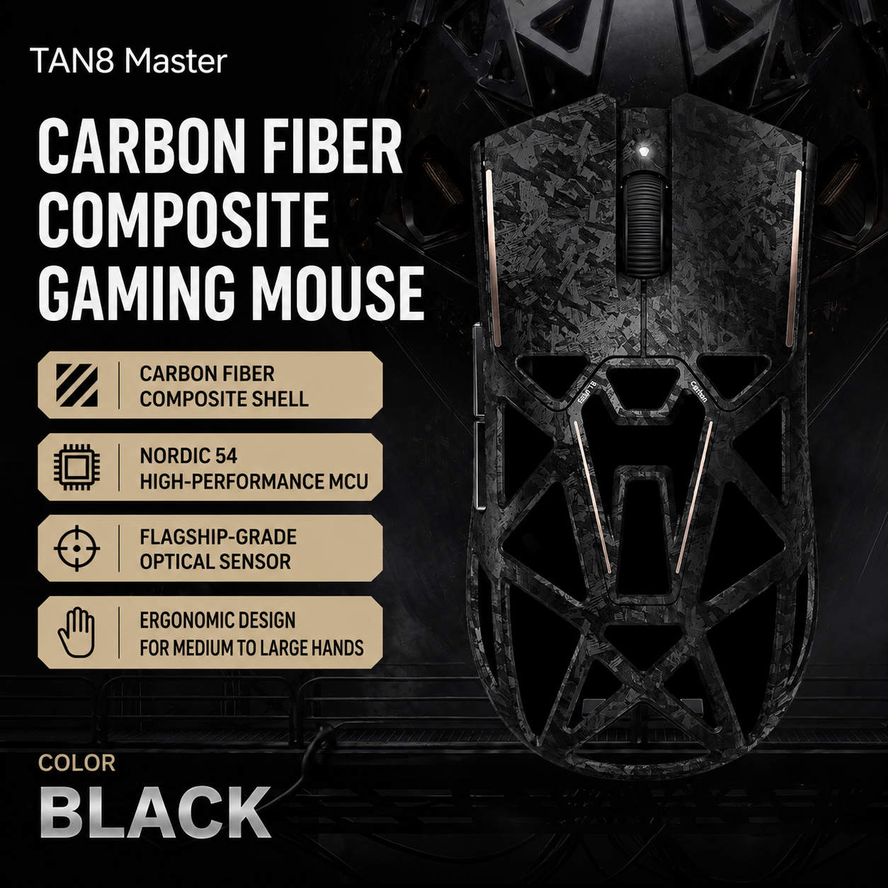 Chuột Gaming Akko Tan8 Master Carbon Fiber