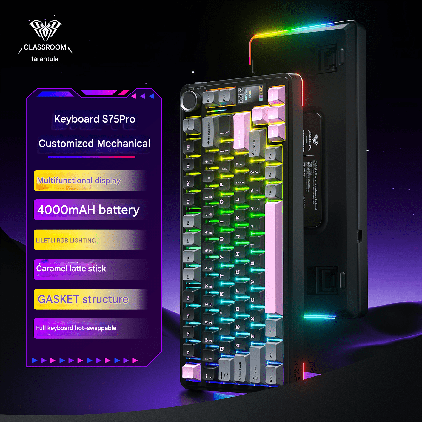 [Pre-Order] AULA S75 PRO - Bàn phím cơ Không dây 3 Mode | Mạch Xuôi | RGB
