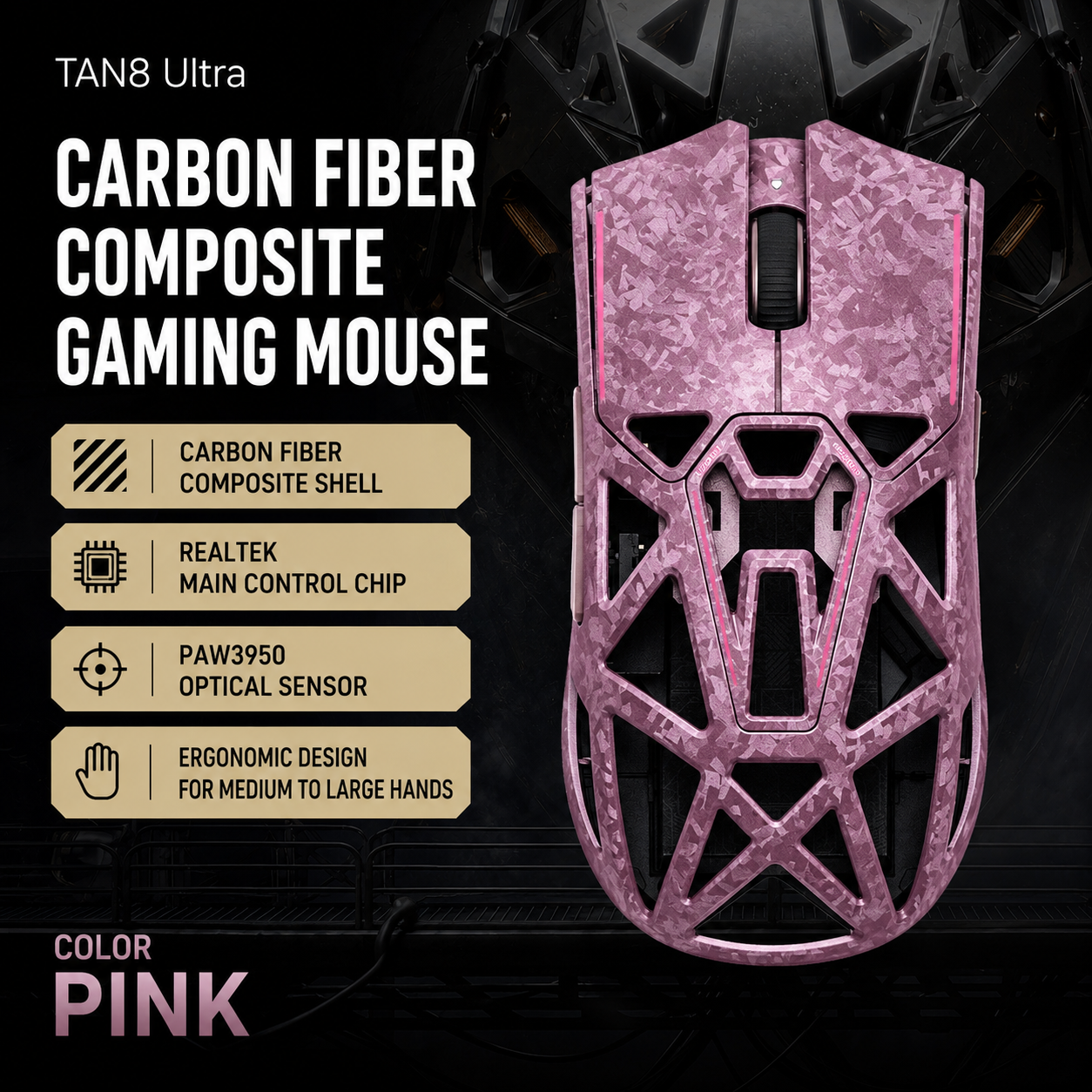 Chuột Gaming Akko Tan8 Master Carbon Fiber