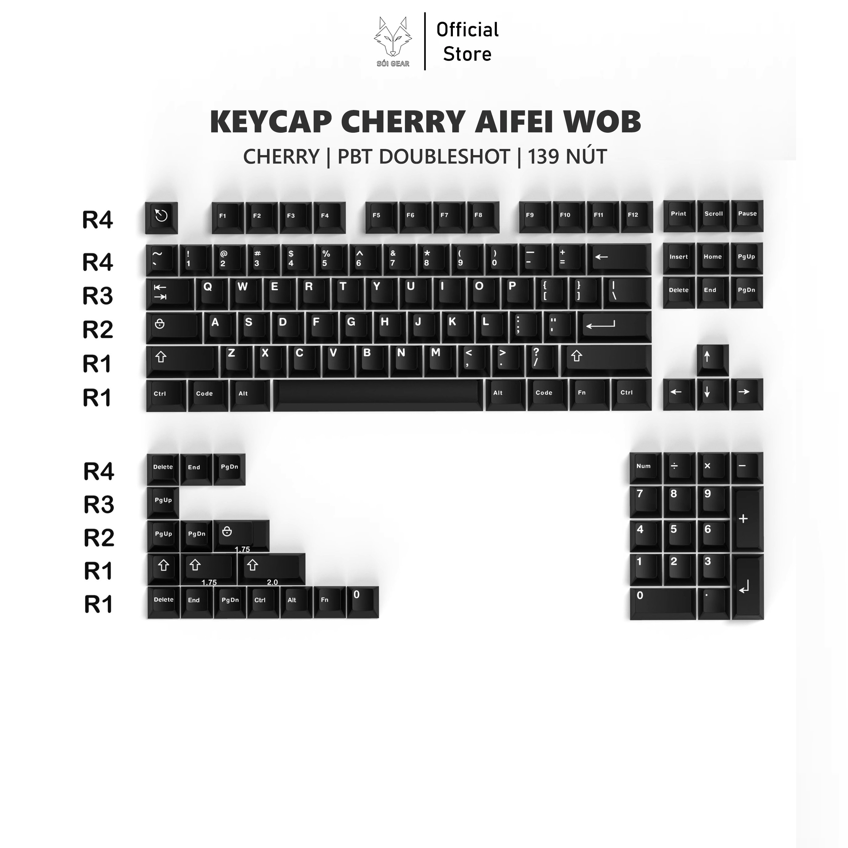 Keycap Cherry Aifei WOB (2) PBT Doubleshot