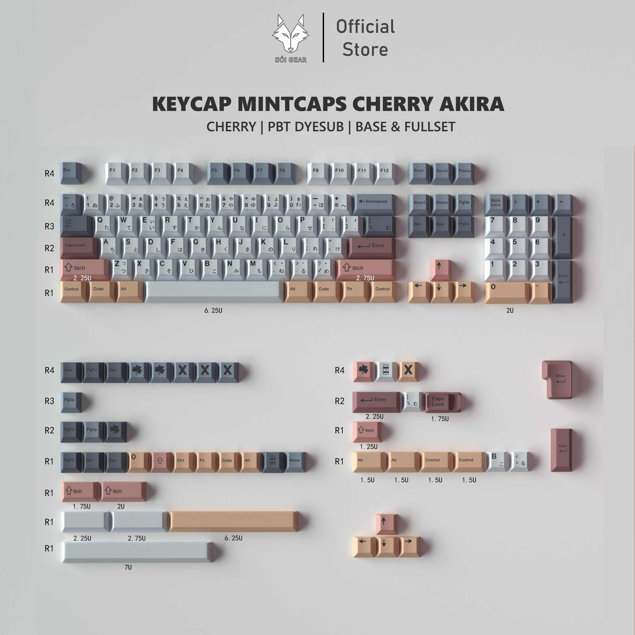 Keycap Mintcaps Cherry Akira PBT dyesub
