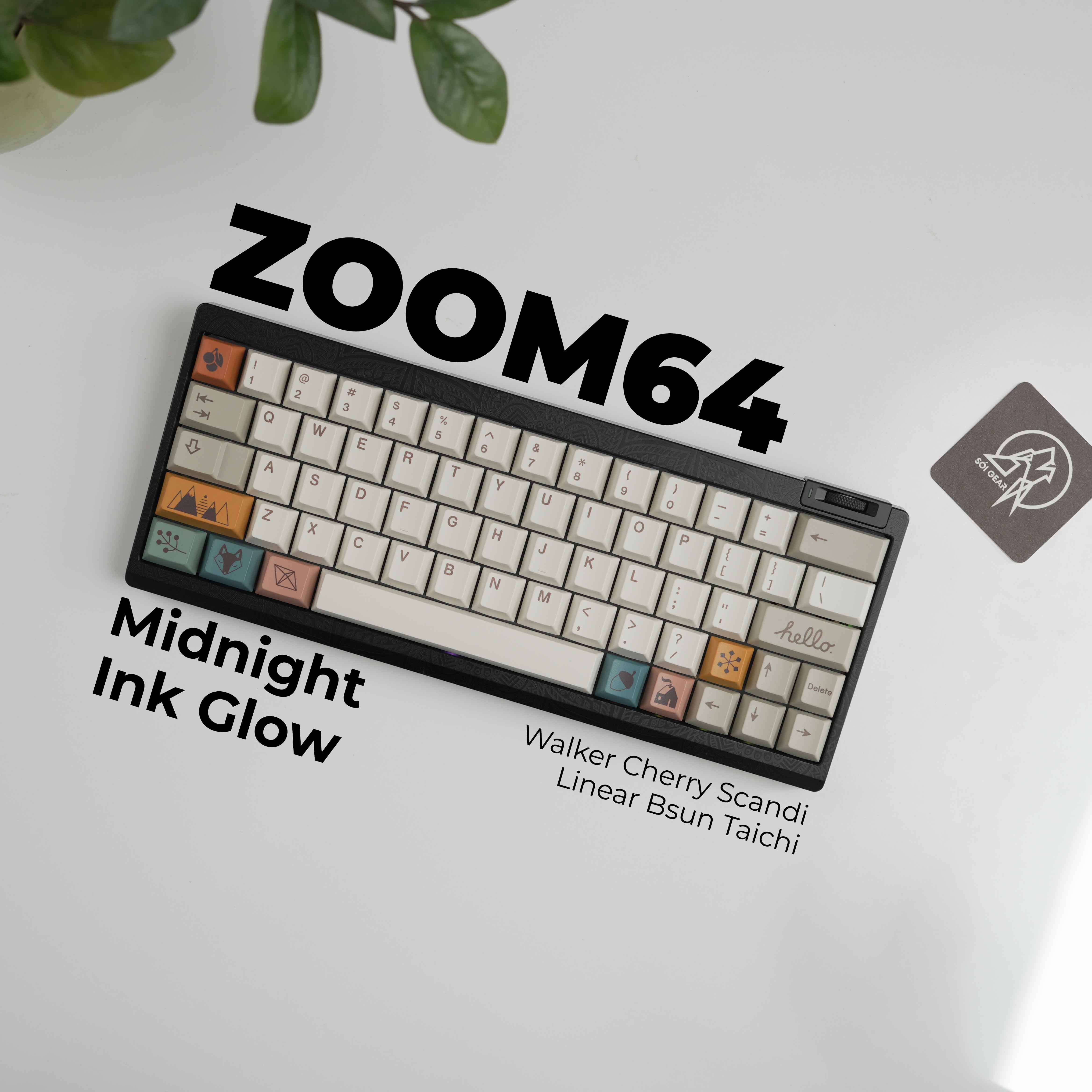 [Prebuilt by Sói] Zoom64 - Midnight Ink Glow - 1.6mm Non-Flex - PC - Standard - BSUN Taichi - Walker Scandi