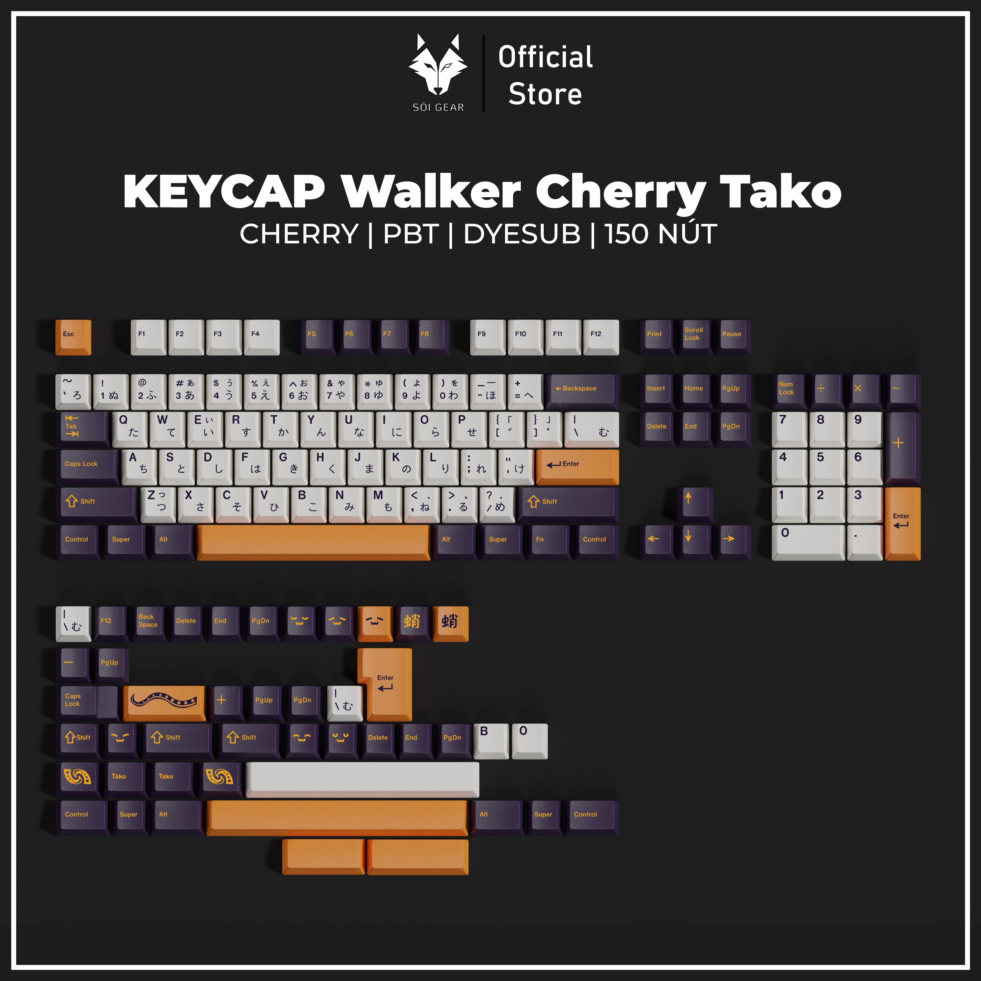 [Instock] Keycap Walker Cherry Tako PBT dyesub