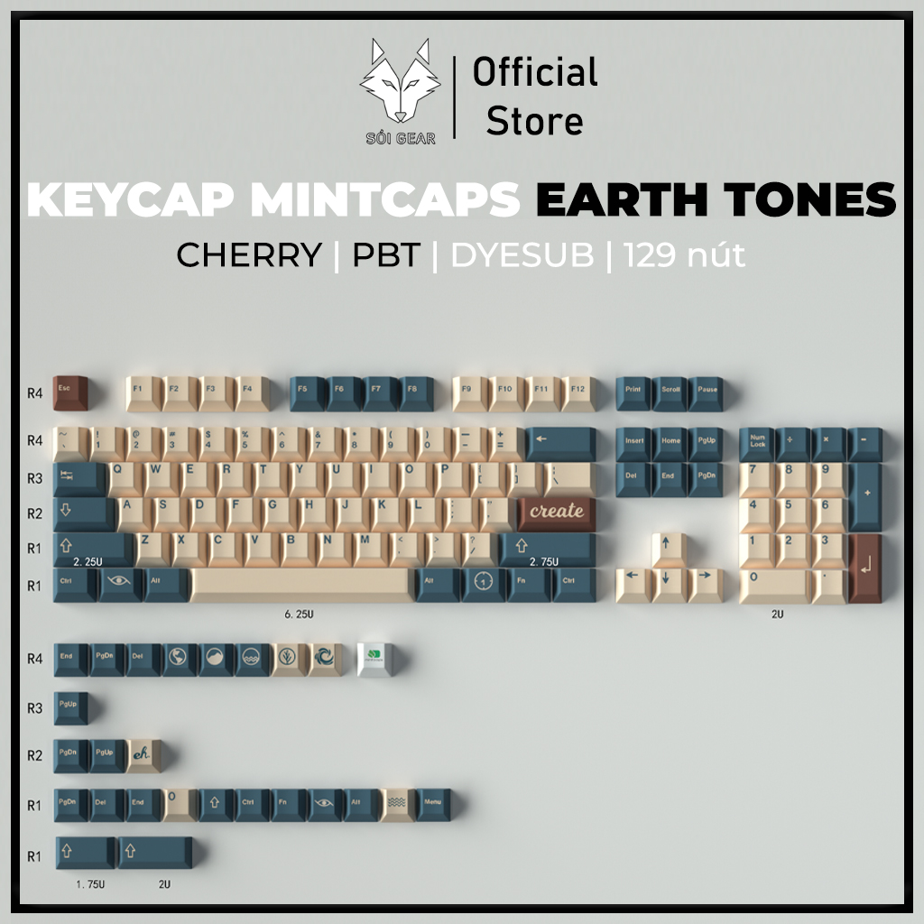 Keycap Mintcaps Cherry Earth Tones