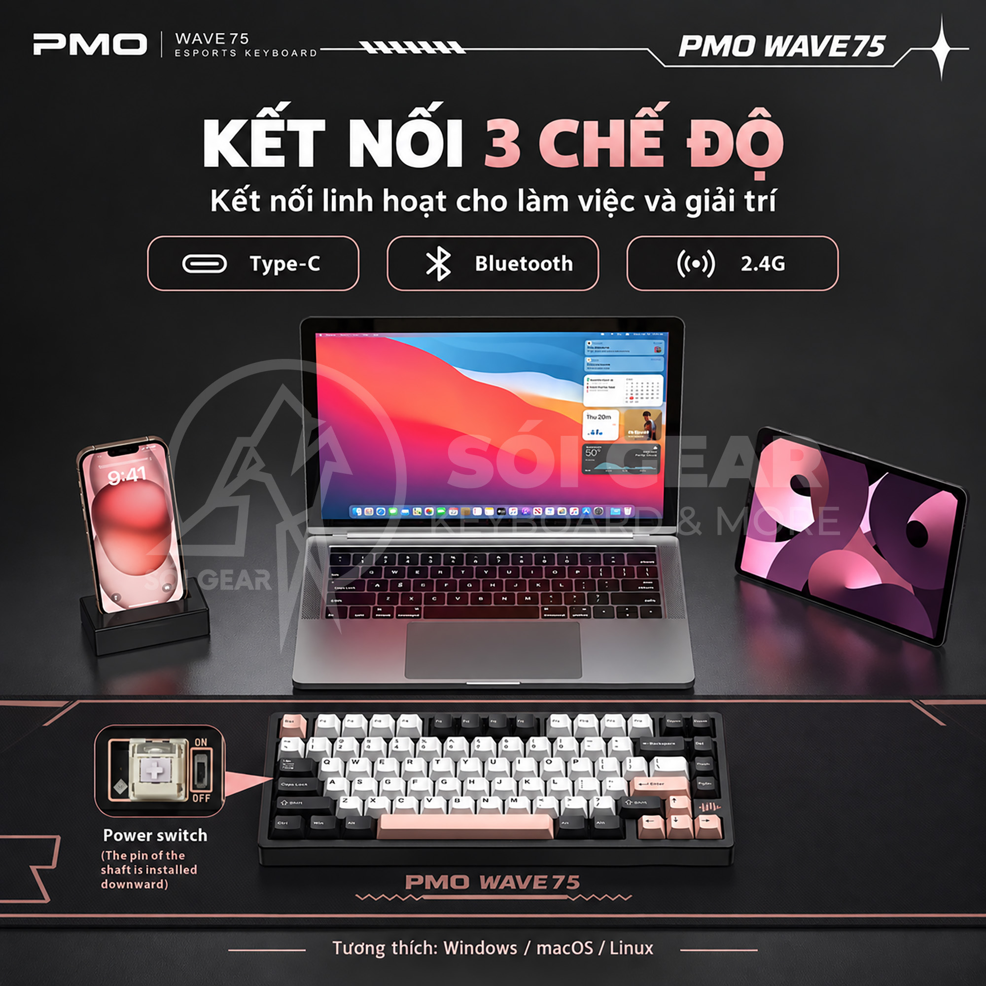 Bàn phím cơ Wave75 Prebuilt