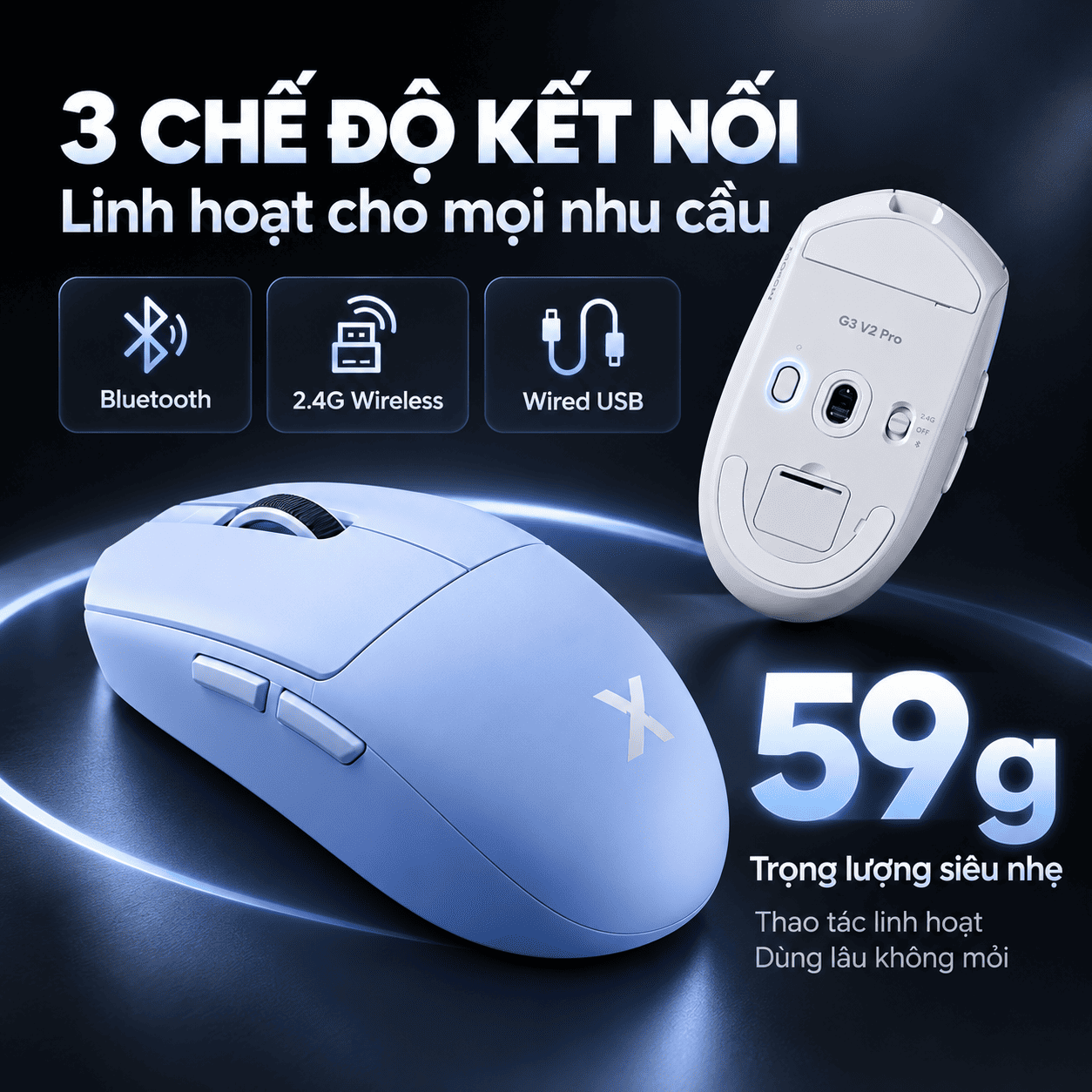 [Instock] Chuột Gaming Không dây Mchose G3 V2