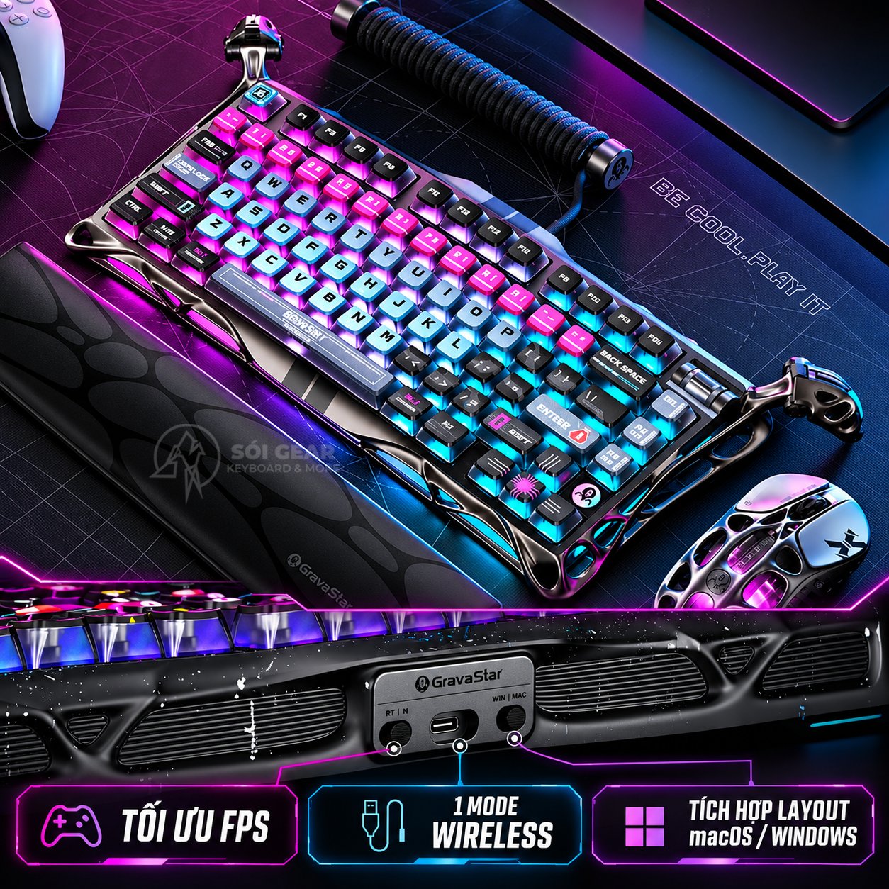 Bàn phím GravaStar Mercury V75 Pro HE - Cyberpunk