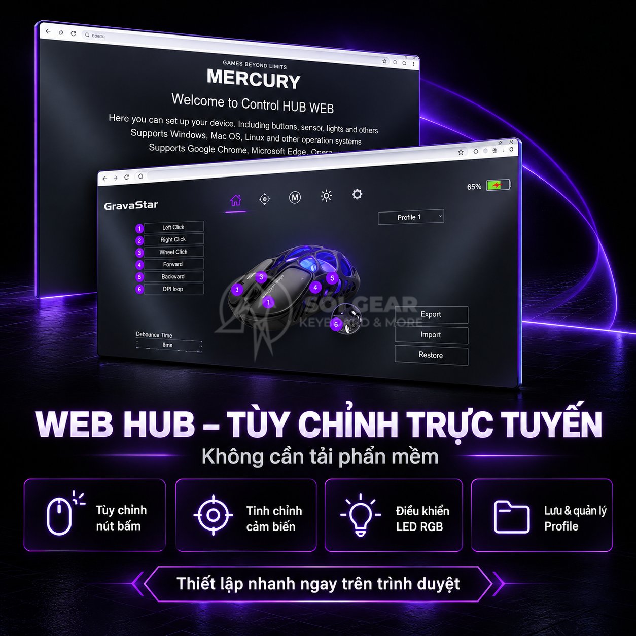 Chuột GravaStar Mercury X Pro (kèm 8K Dongle)