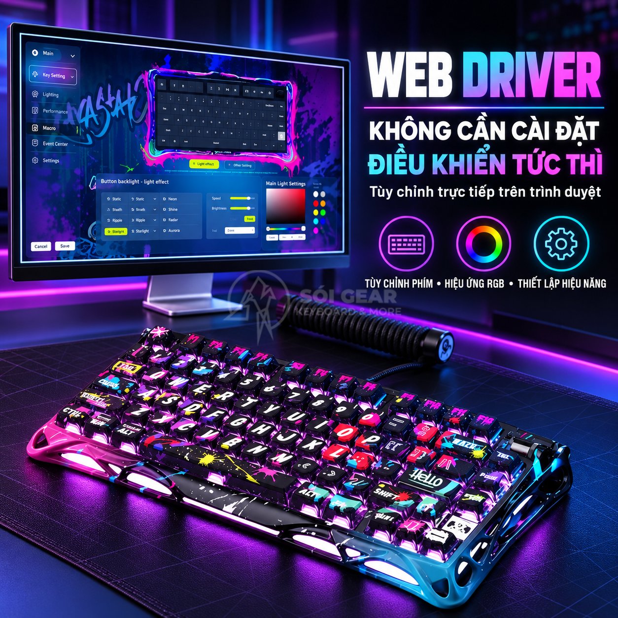 Bàn phím GravaStar Mercury V75 Pro HE - Cyberpunk