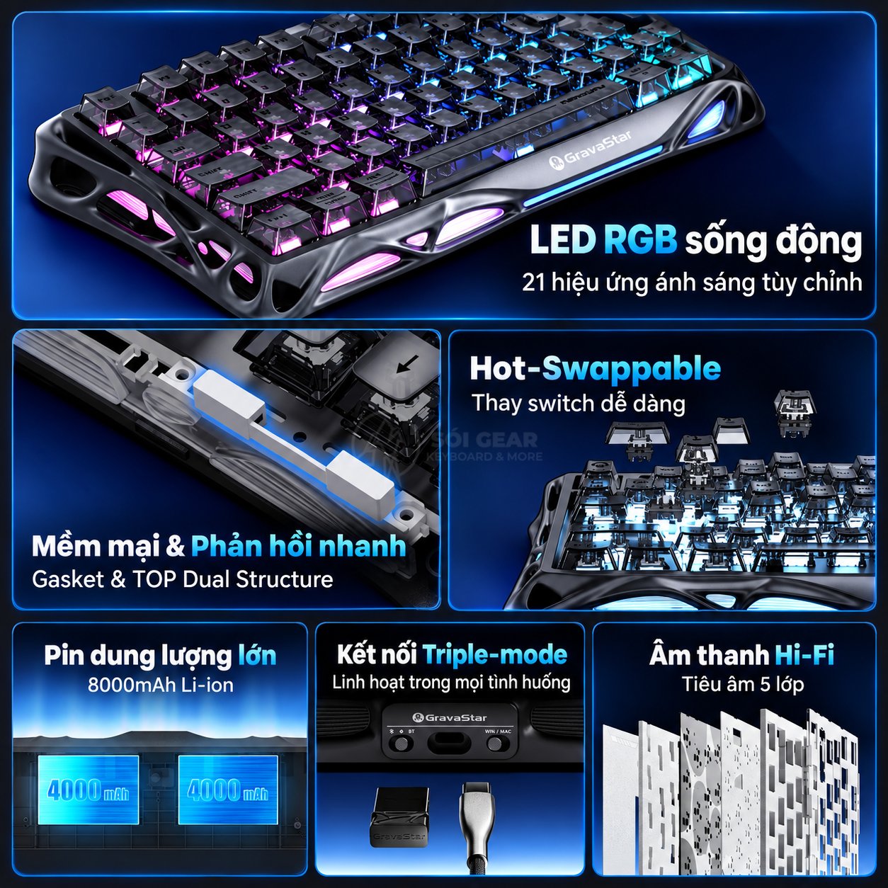 Bàn phím cơ GravaStar Mercury K1