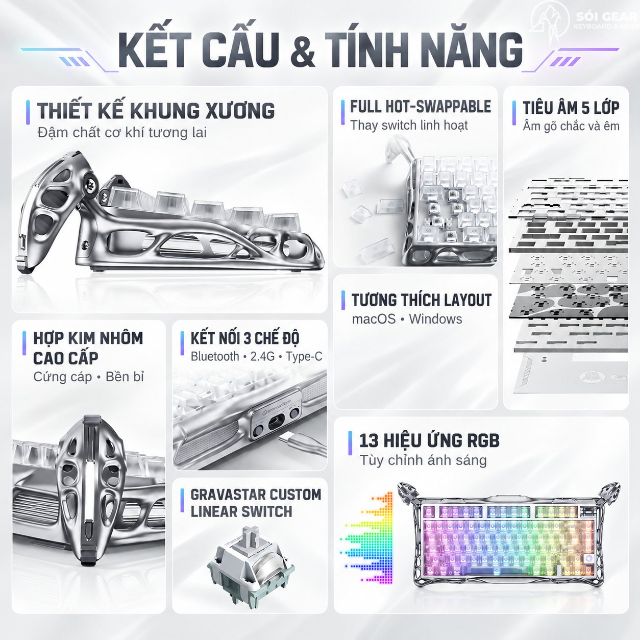 Bàn phím cơ GravaStar Mercury K1 Pro
