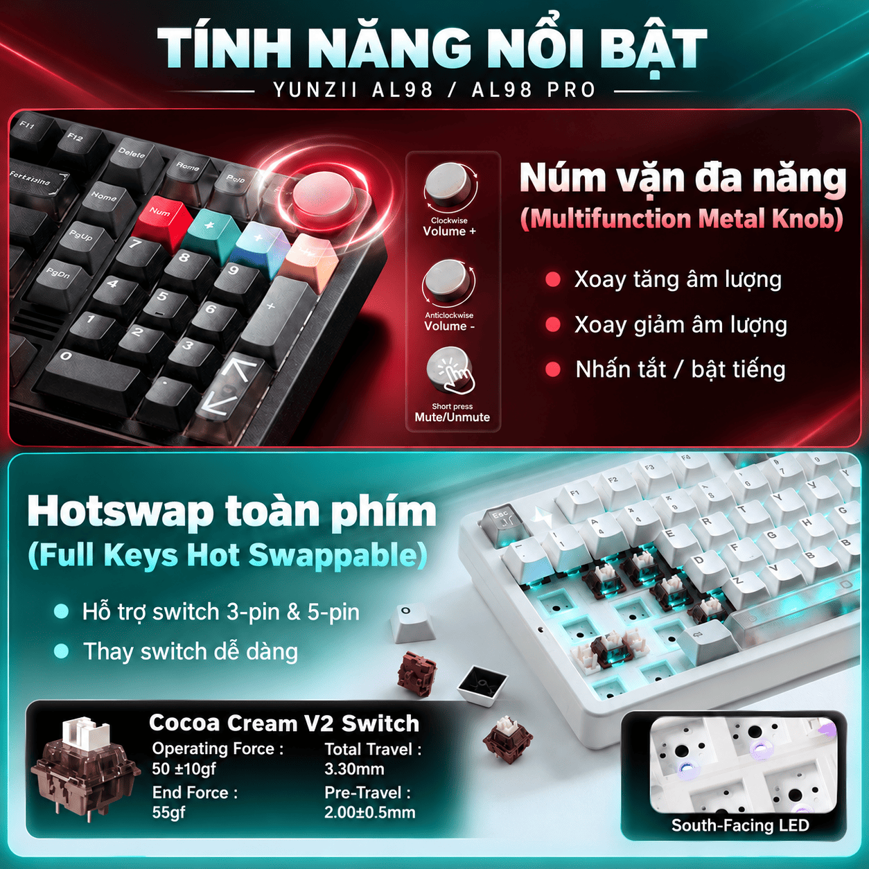 Bàn phím cơ YUNZII AL98 Pro