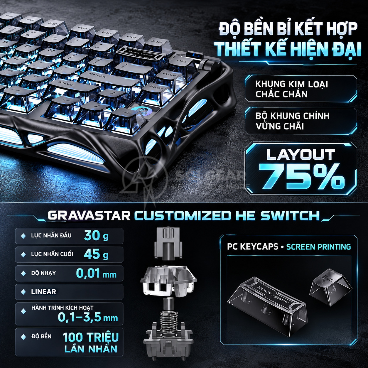 Bàn phím GravaStar Mercury V75 HE