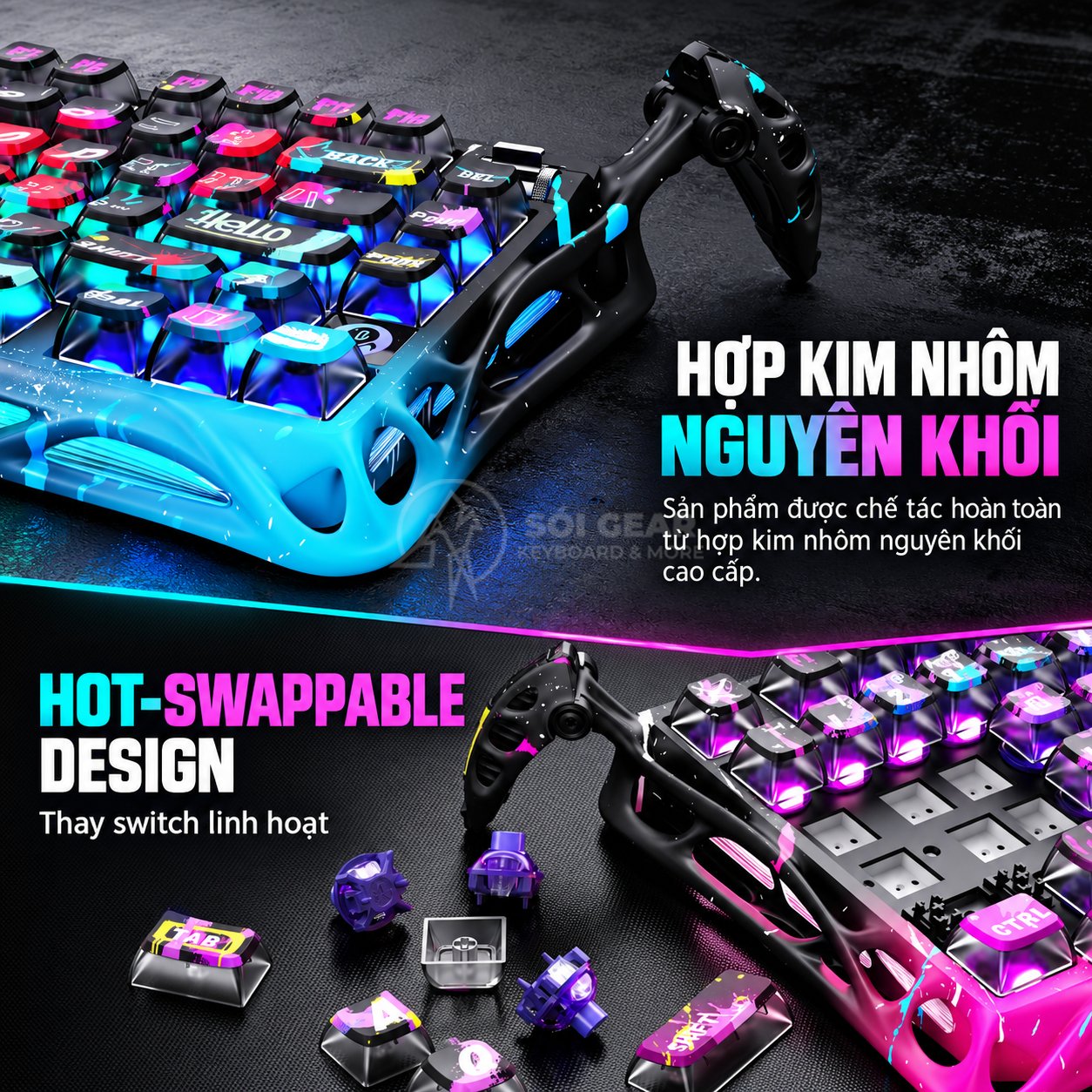 Bàn phím GravaStar Mercury V75 Pro HE - Cyberpunk