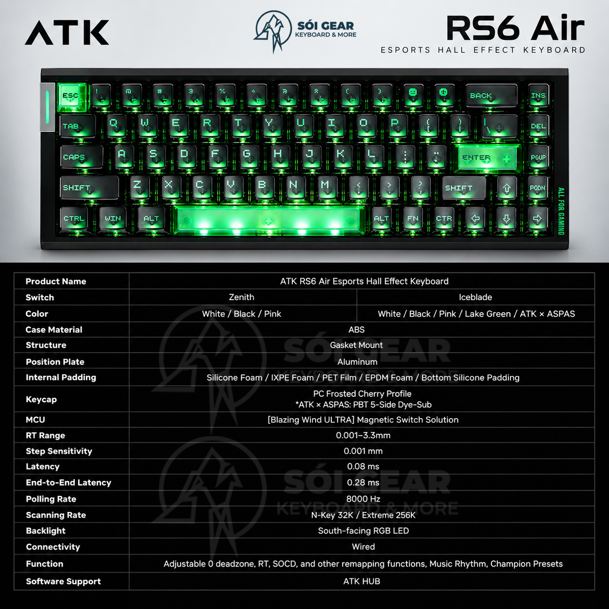 Bàn phím ATK RS6 Air Wired Magnetic HE