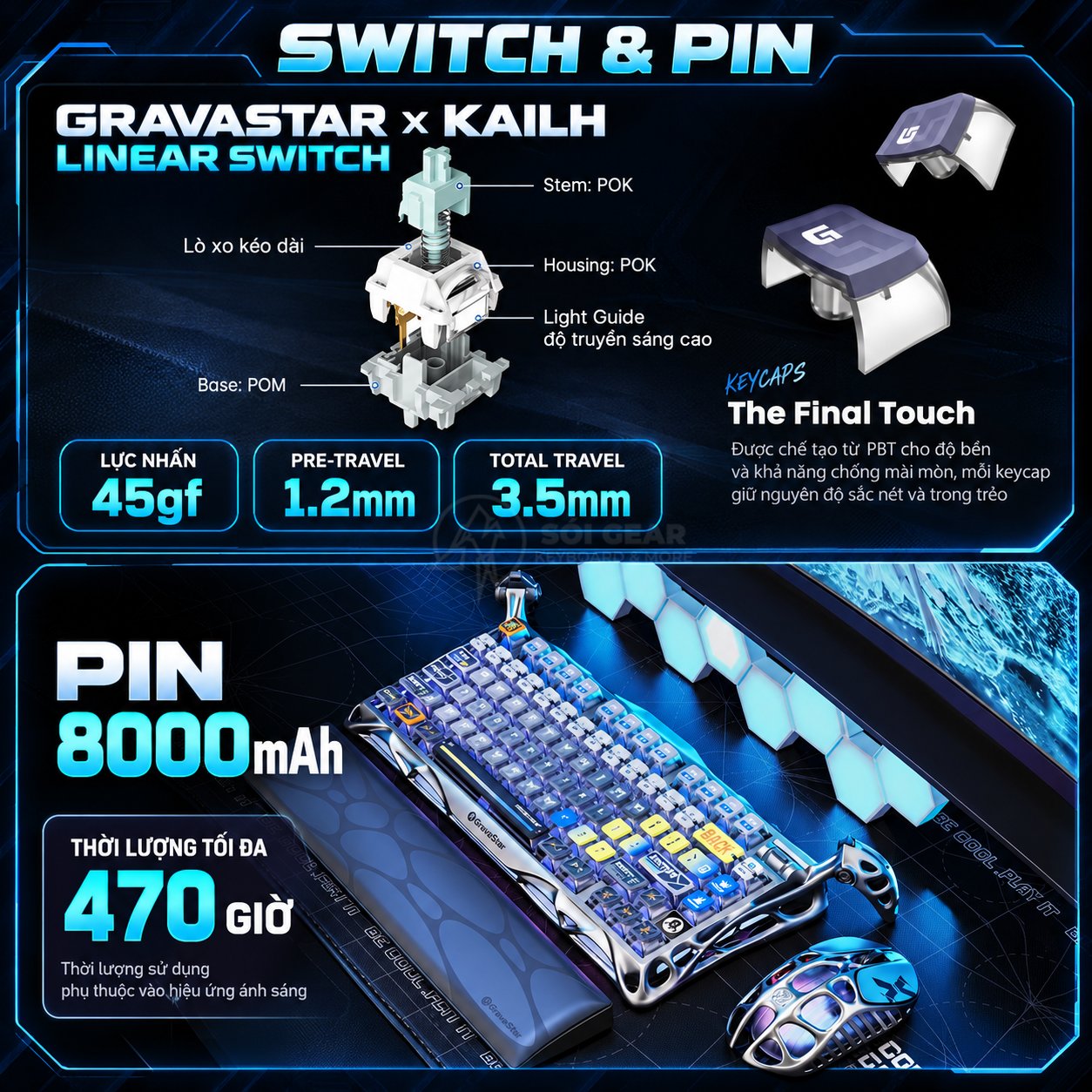 Bàn phím cơ GravaStar Mercury K1 Pro