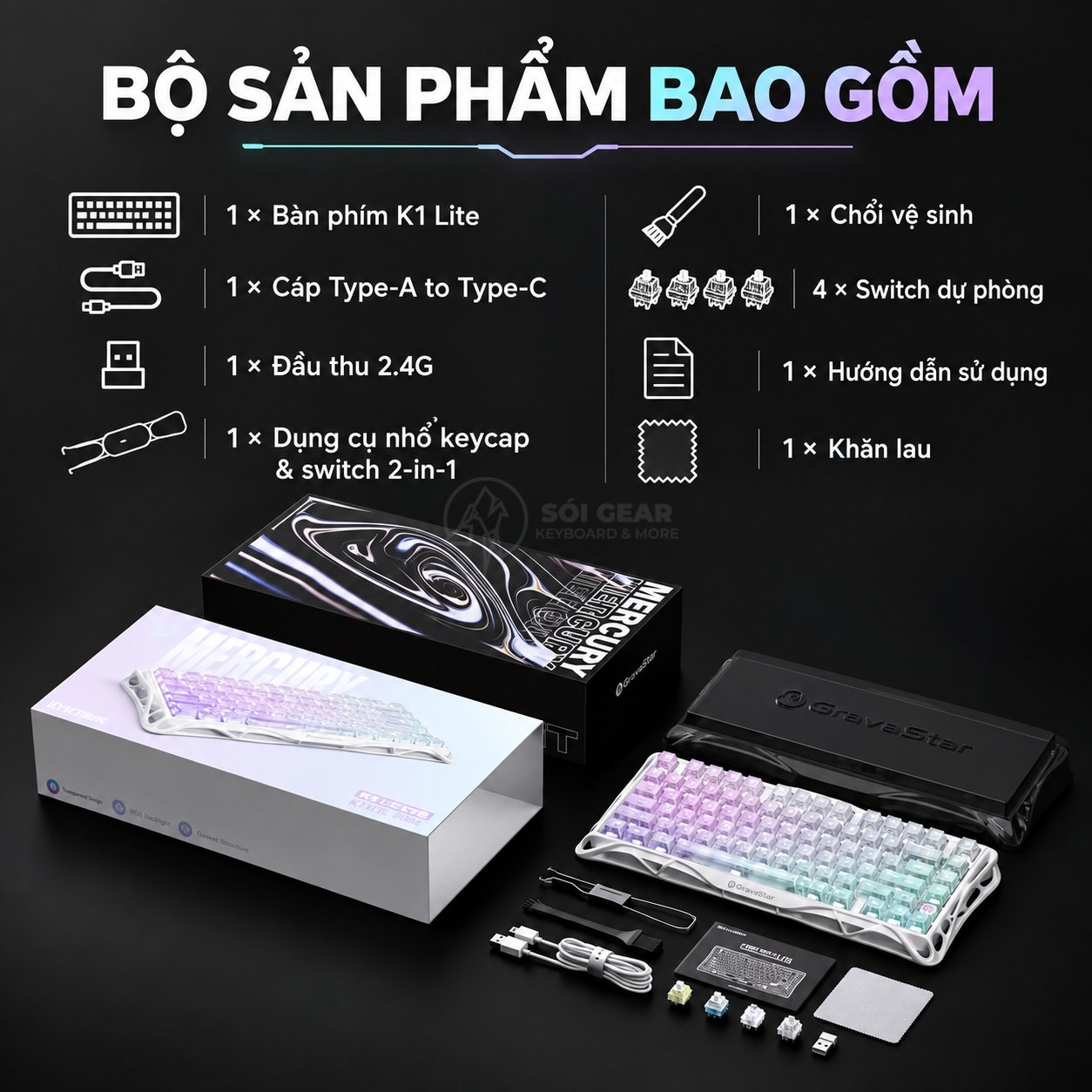 Bàn phím cơ GravaStar Mercury K1 Lite