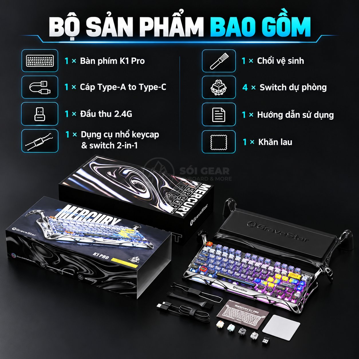 Bàn phím cơ GravaStar Mercury K1 Pro
