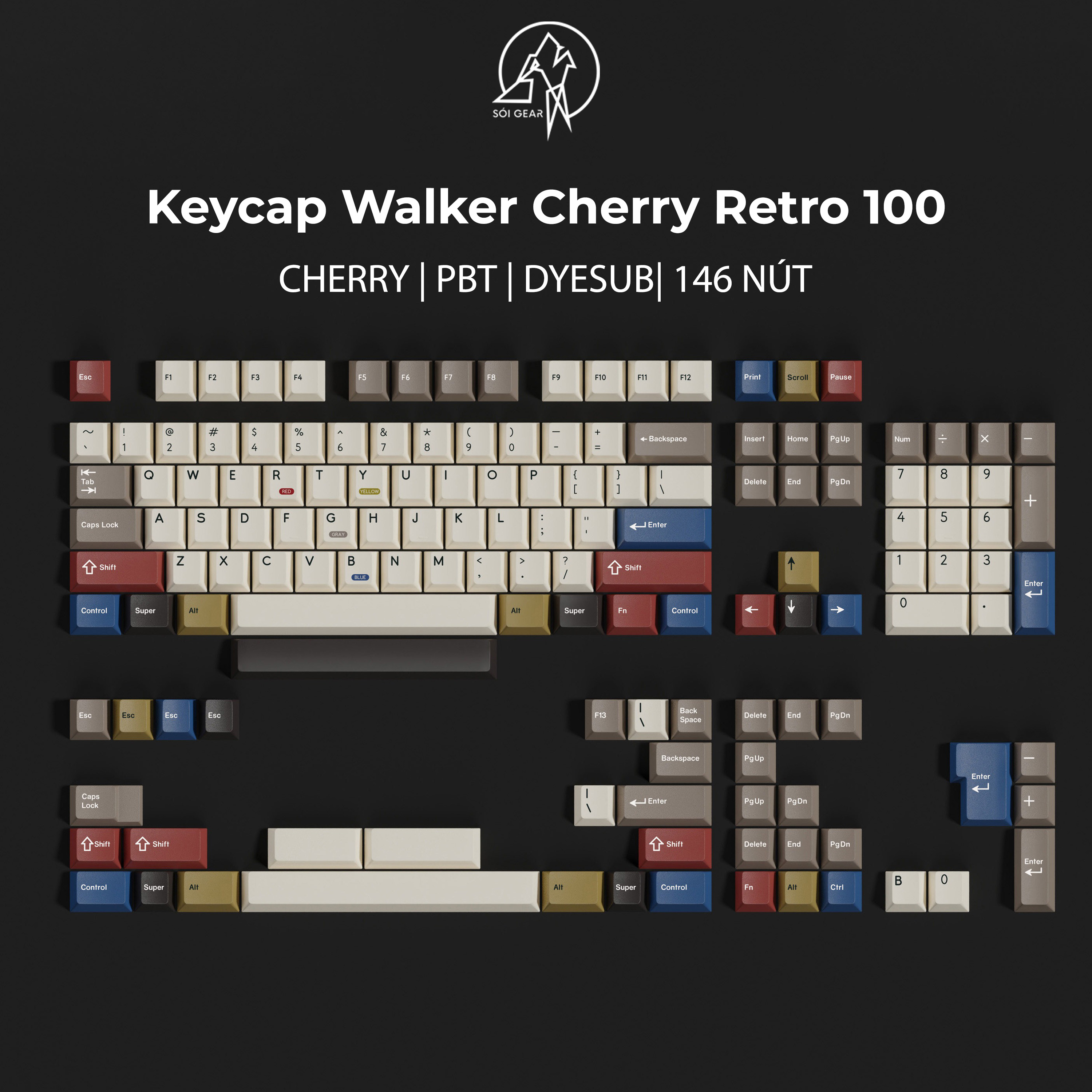 Keycap Walker Cherry Retro100 PBT Dyesub (Icon)