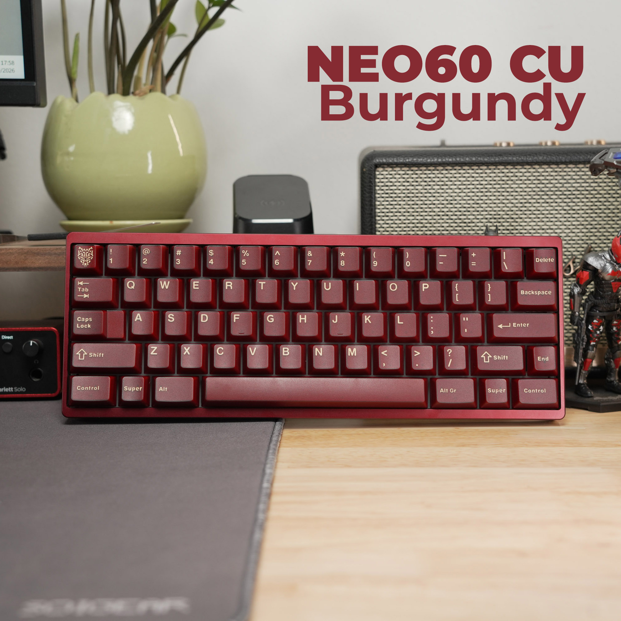 [Prebuilt by Sói] Neo60Cu Burgundy - Neo Amber - AIFEI PYGA Red Semi-Transparent