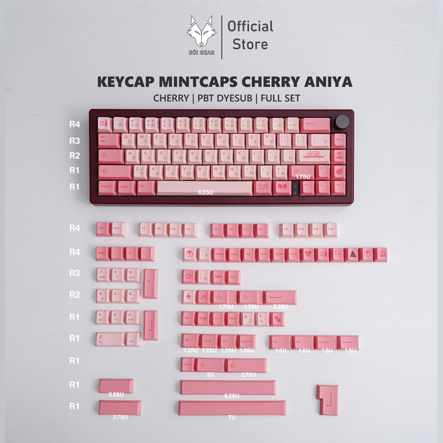 Keycap Mintcaps Cherry Aniya PBT Dyesub