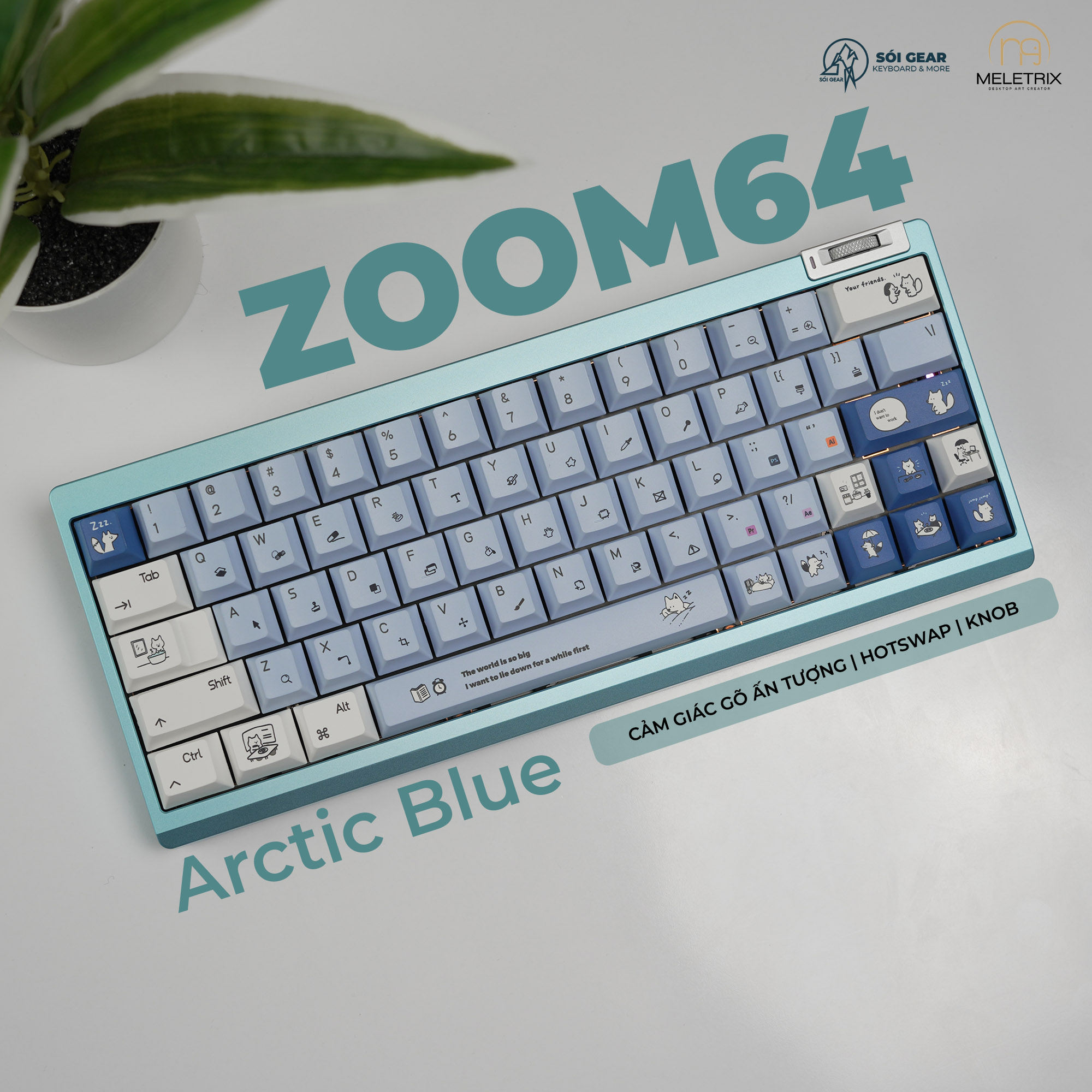 [In Stock] Zoom64 Mechanial Keyboard Kit - Arctic Blue