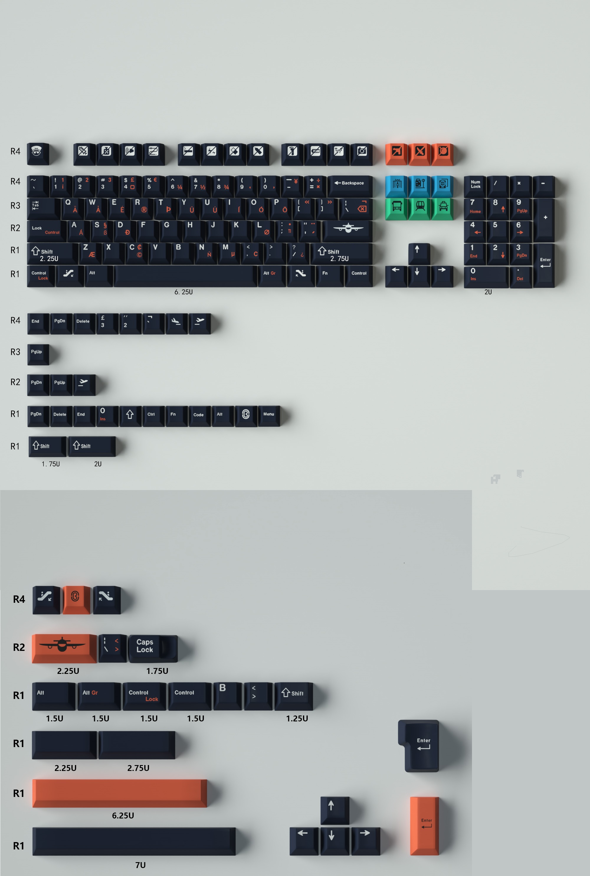 Keycap Mintcaps Cherry Flight PBT Dyesub