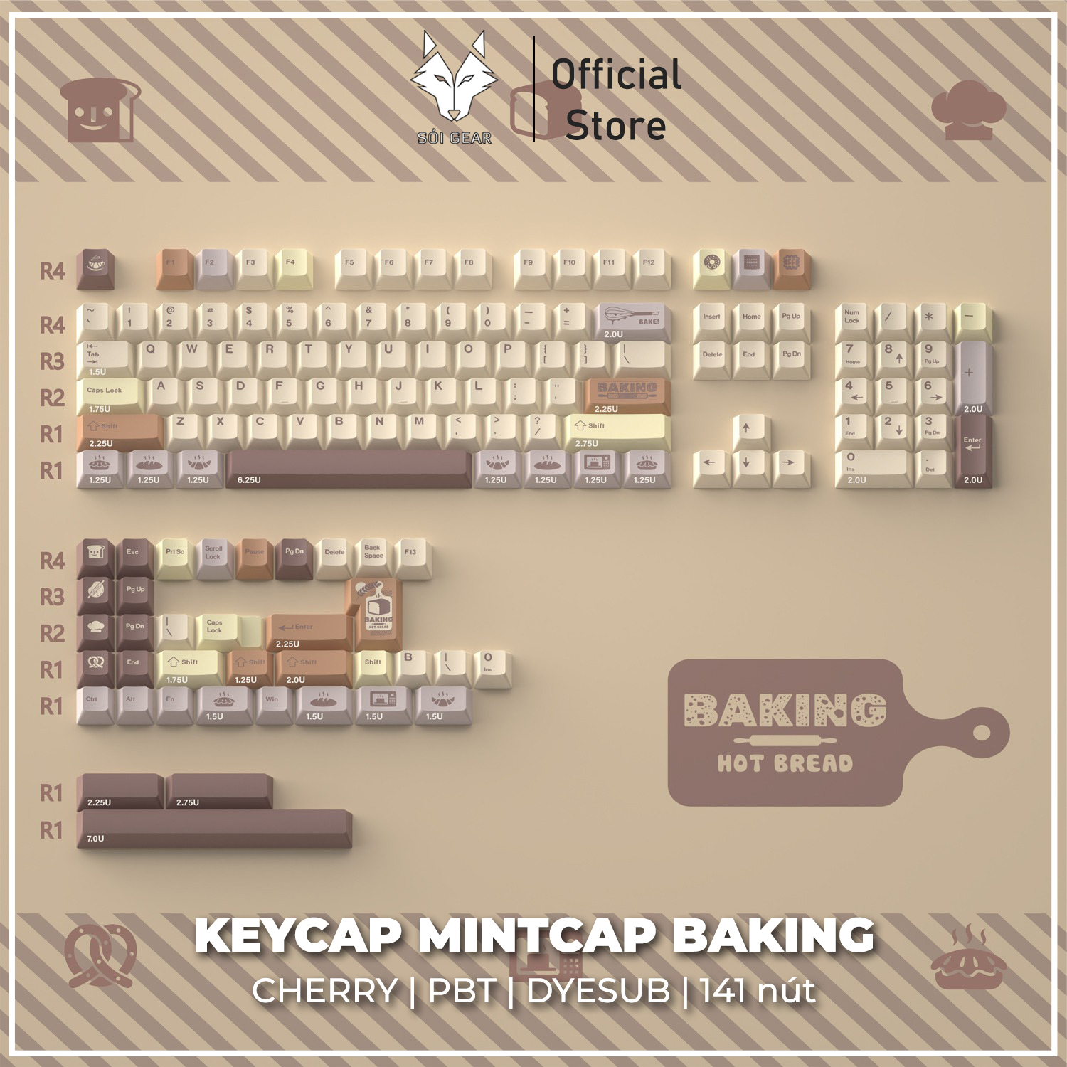 Keycap Cherry Baking PBT Dyesub