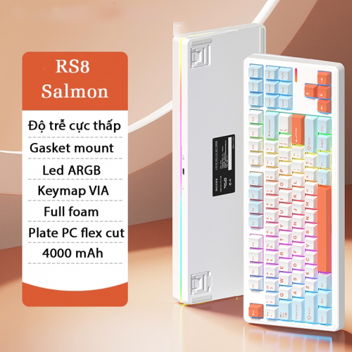 RICCKS RS8 - Bàn phím cơ Không dây 3 Mode | Mạch Xuôi HIFI | Led Viền | QMK/VIA