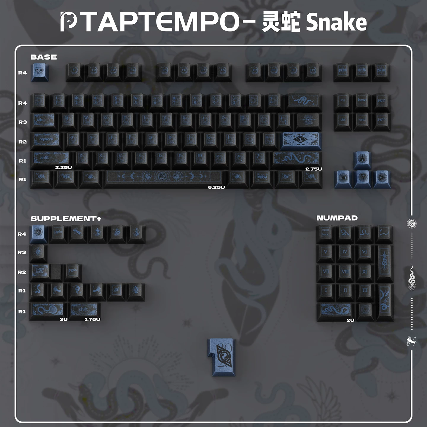 Keycap Cherry Taptempo Metal Snake PBT Dyesub