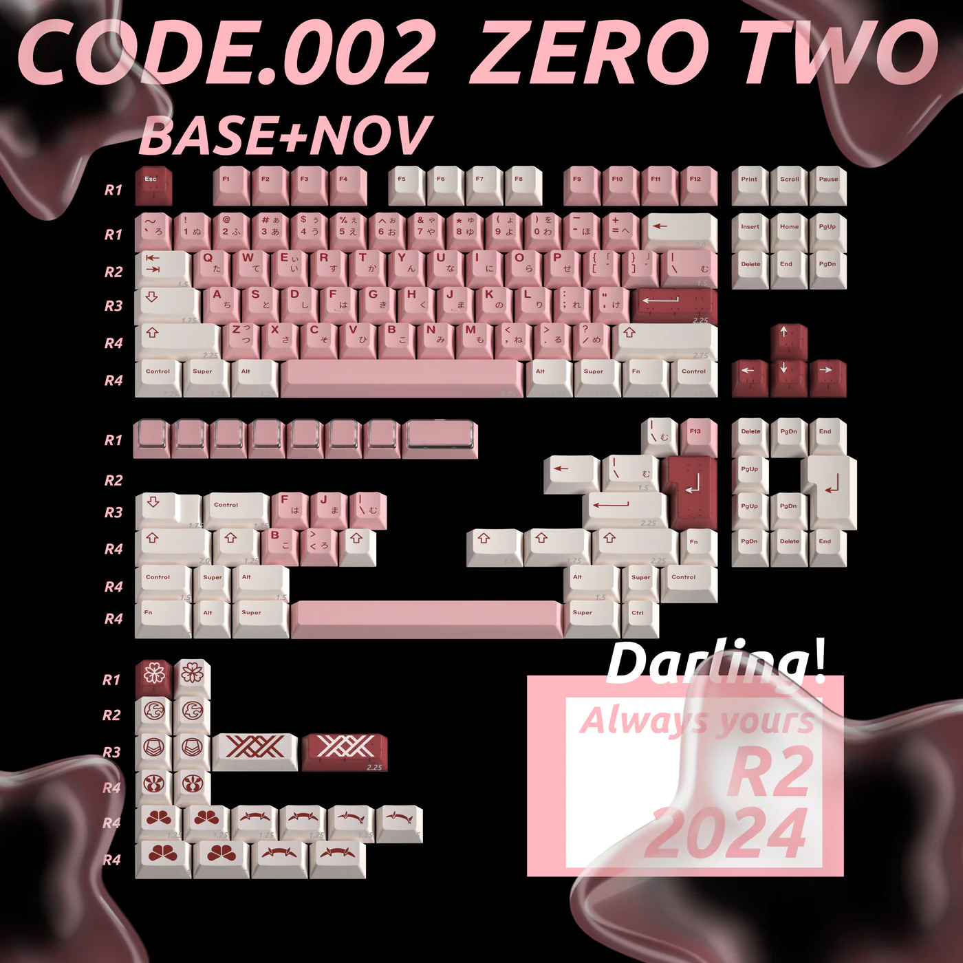 Keycap MW Zero Two R2 Cherry PBT Doubleshot - Base + Novelties