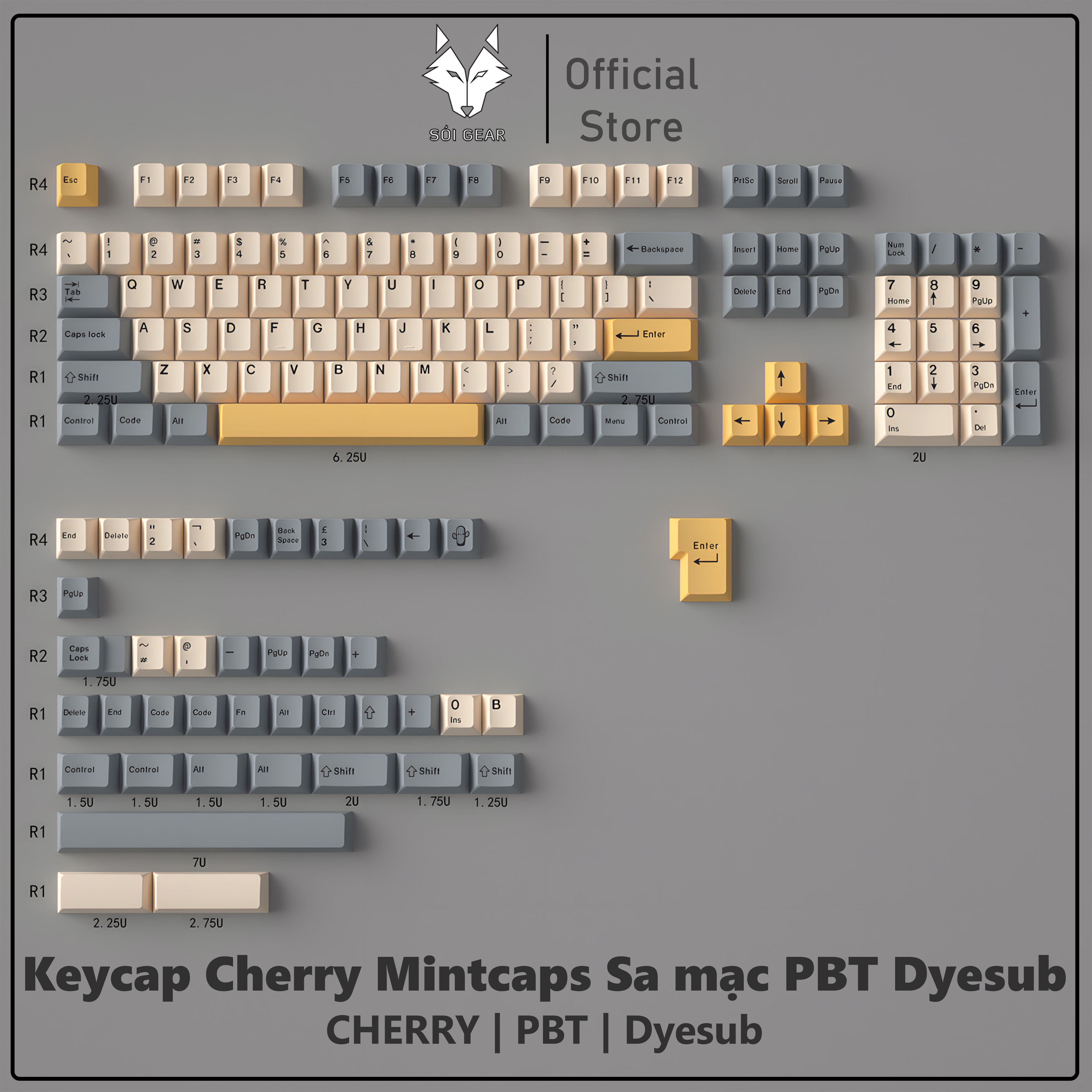 Keycap Cherry Mintcaps Sa mạc PBT Dyesub