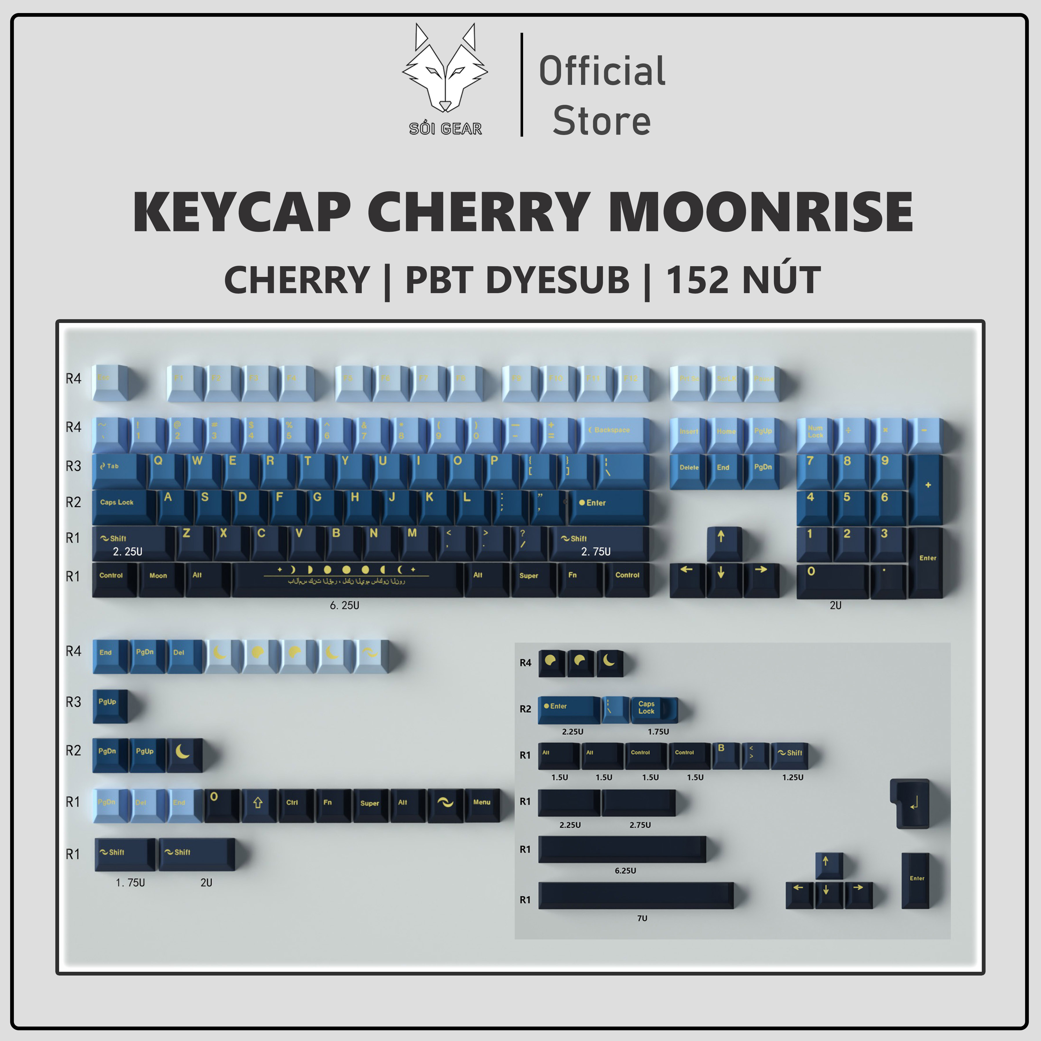 Keycap Mintcaps Cherry Moonrise PBT Dyesub