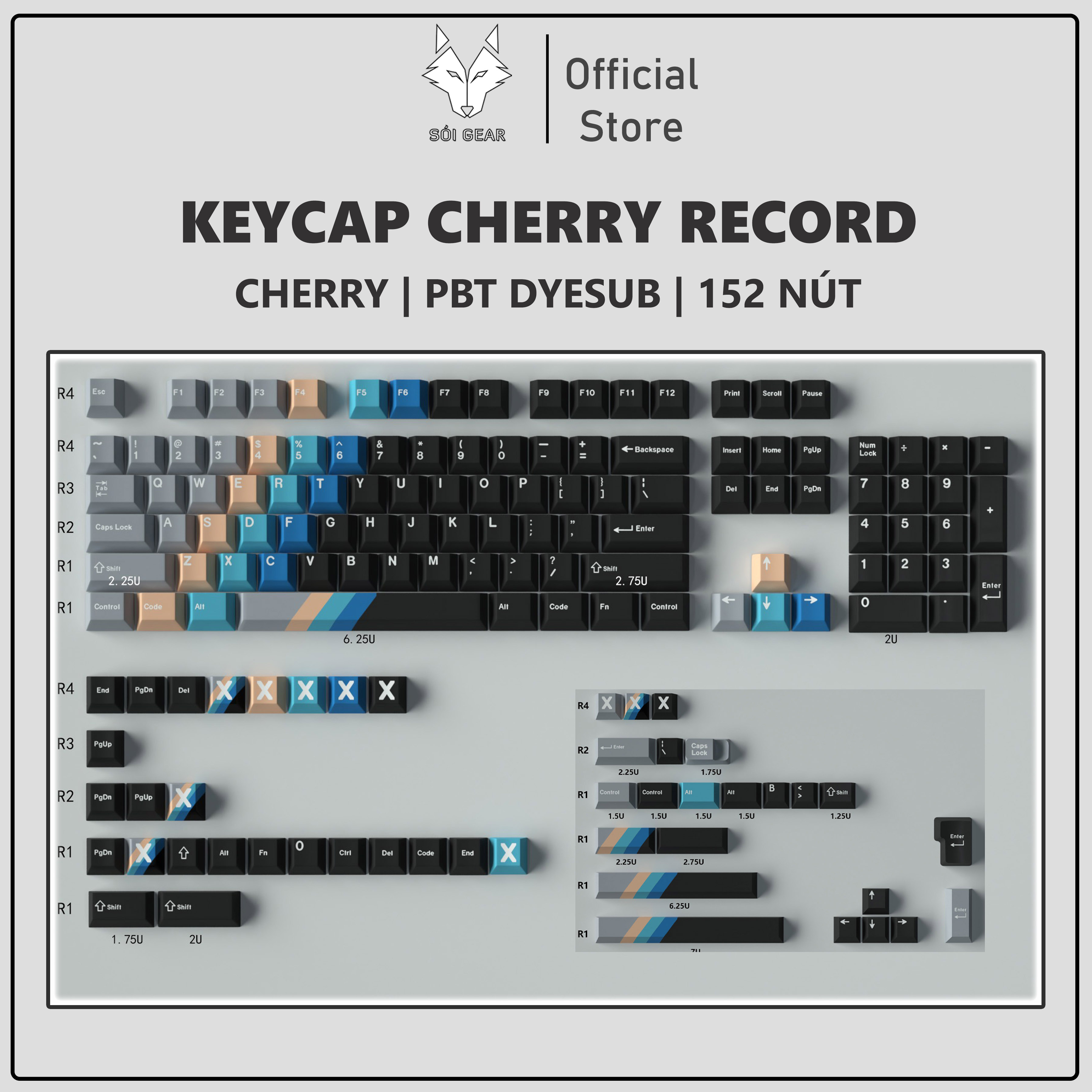 Keycap Mintcaps Cherry Record PBT Dyesub