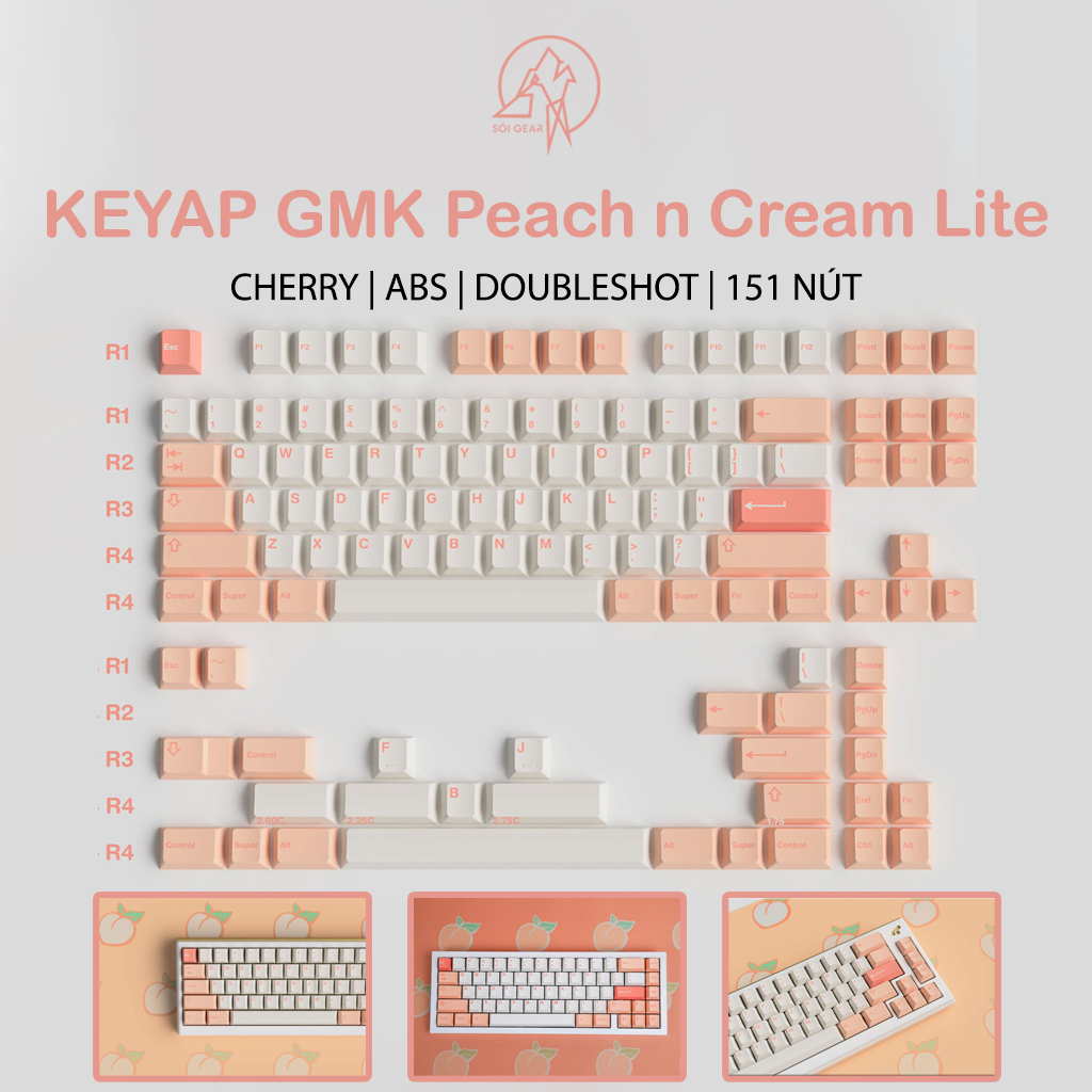 Keycap Cherry GMK Peach n Cream Lite ABS Doubleshot