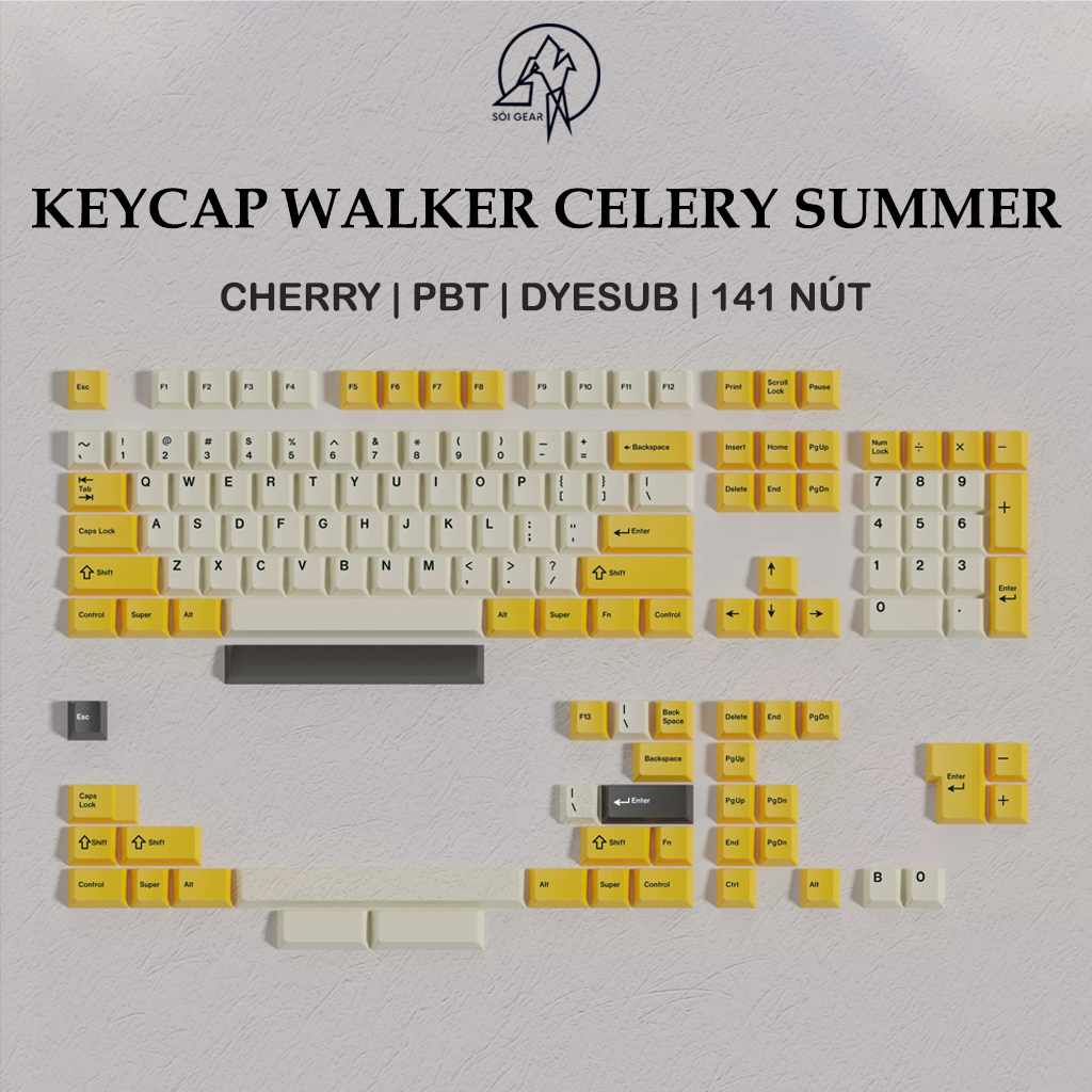 Keycap Walker Cherry Celery Summer PBT Dyesub - Tiếng Anh