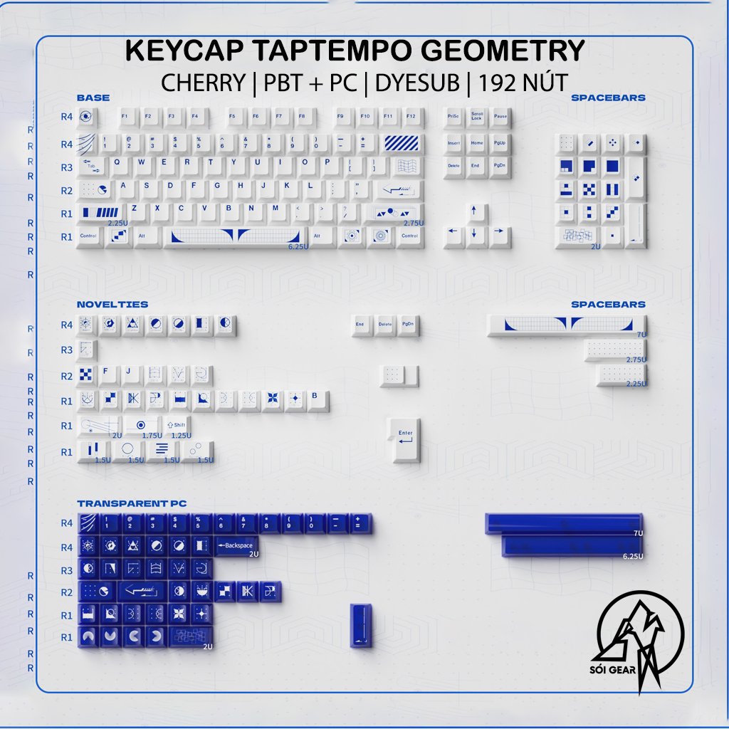 Keycap Cherry TapTempo Geometry PBT Dyesub