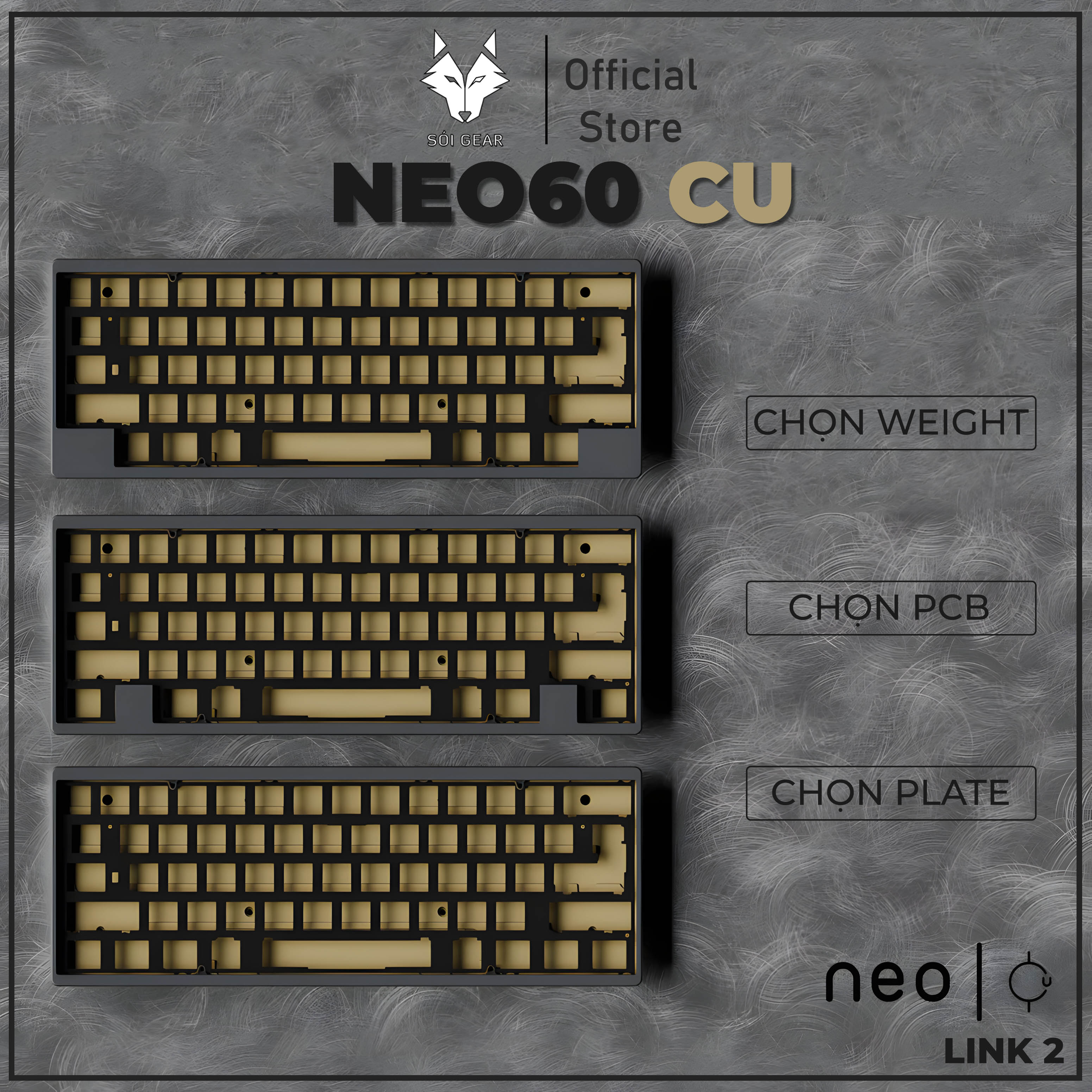 [Pre-Order] KIT bàn phím Neo60 Cu | CHỌN WEIGHT | PCB | PLATE |